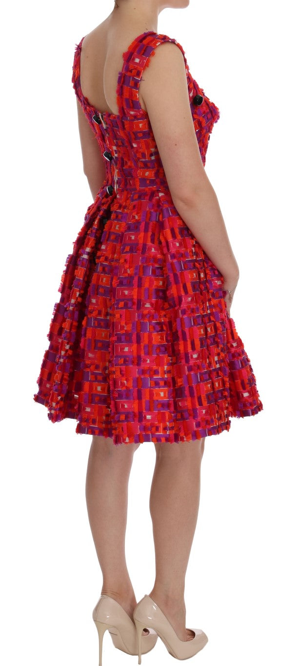 Dolce & Gabbana Rosa gemustertes Kleid in A-Linie über den Knien-4