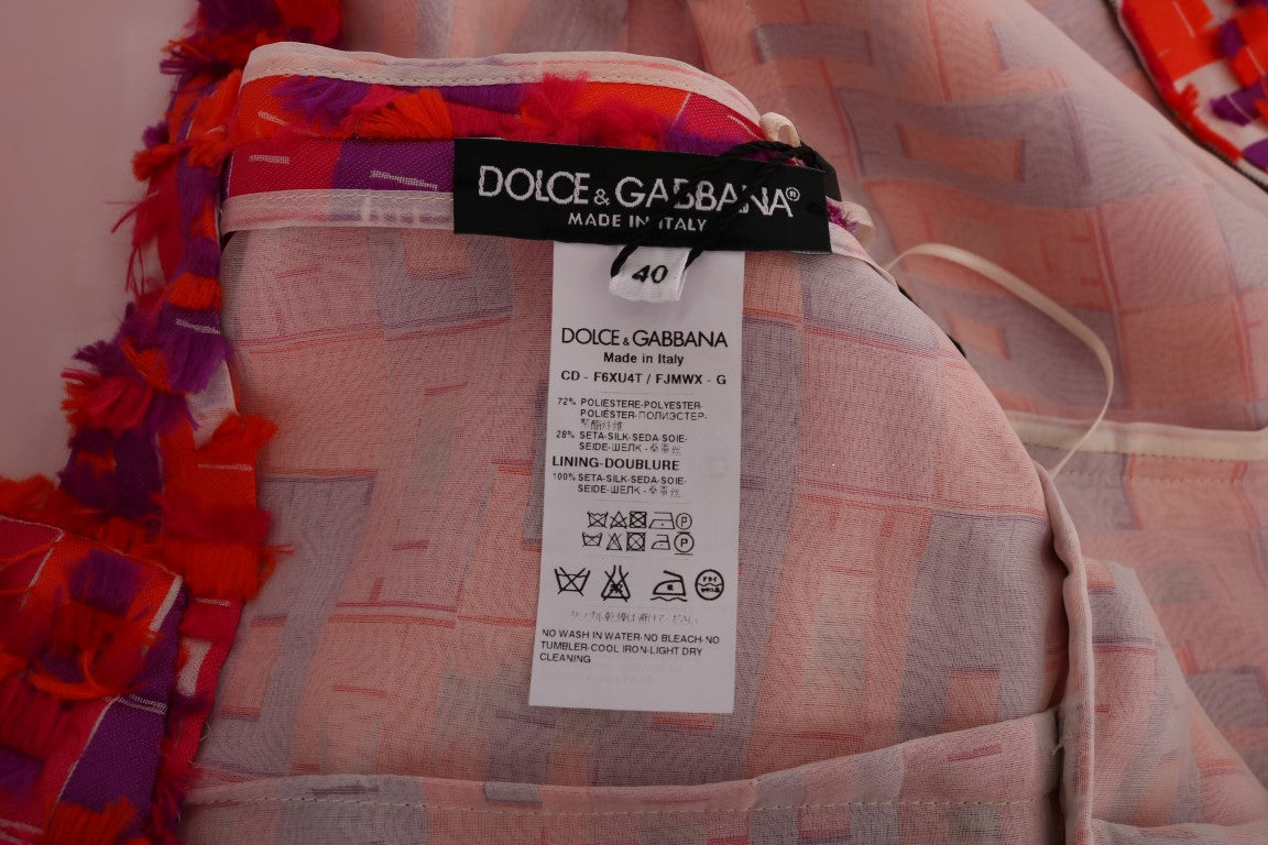 Dolce & Gabbana Rosa gemustertes Kleid in A-Linie über den Knien-8