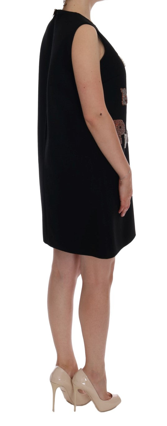 Vestido recto con cristales I AM A PRINCESS de Dolce & Gabbana en negro-4