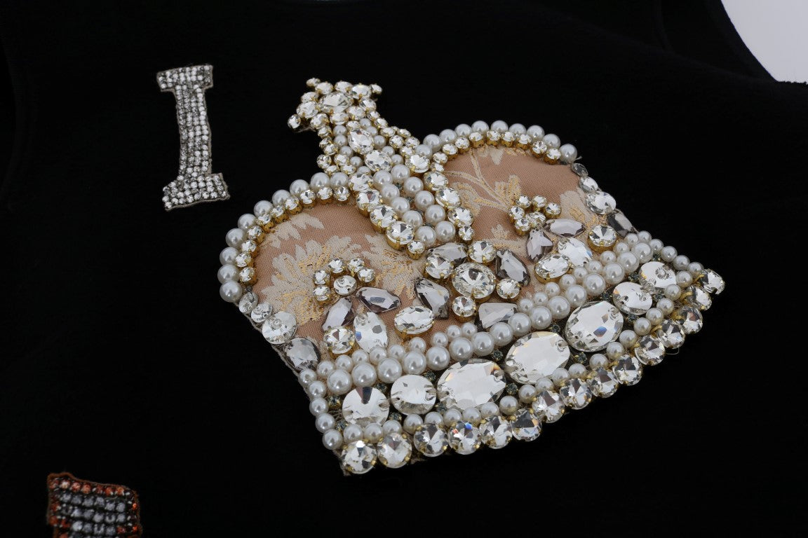 Vestido recto con cristales I AM A PRINCESS de Dolce & Gabbana en negro-6
