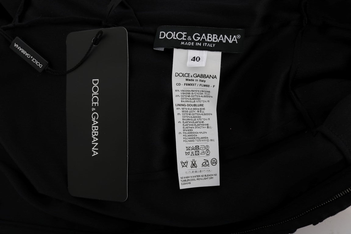 Dolce & Gabbana Schwarzes geblümtes Ricamo Etuikleid-6
