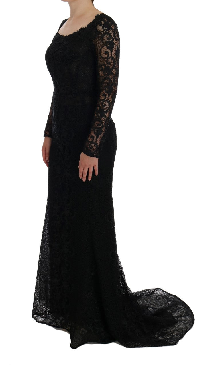 Dolce & Gabbana Black floral sheath dress -2