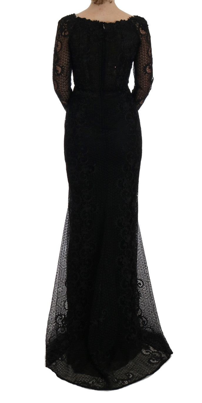 Dolce & Gabbana Black floral sheath dress -3