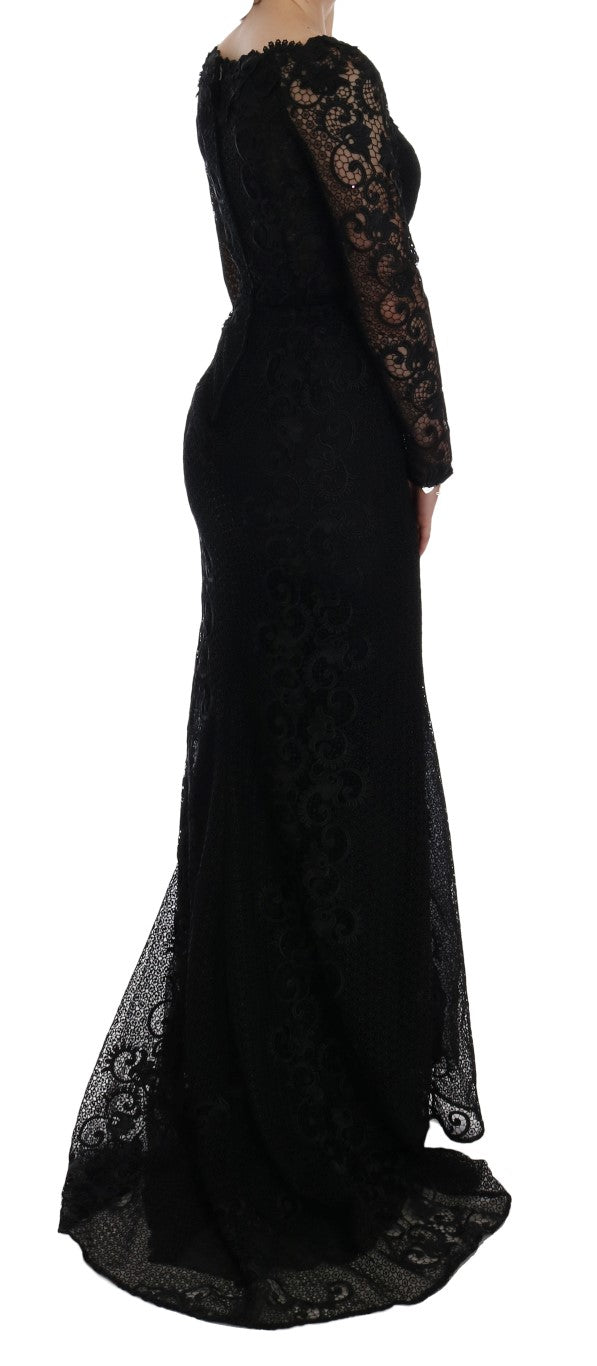 Dolce & Gabbana Black floral sheath dress -4