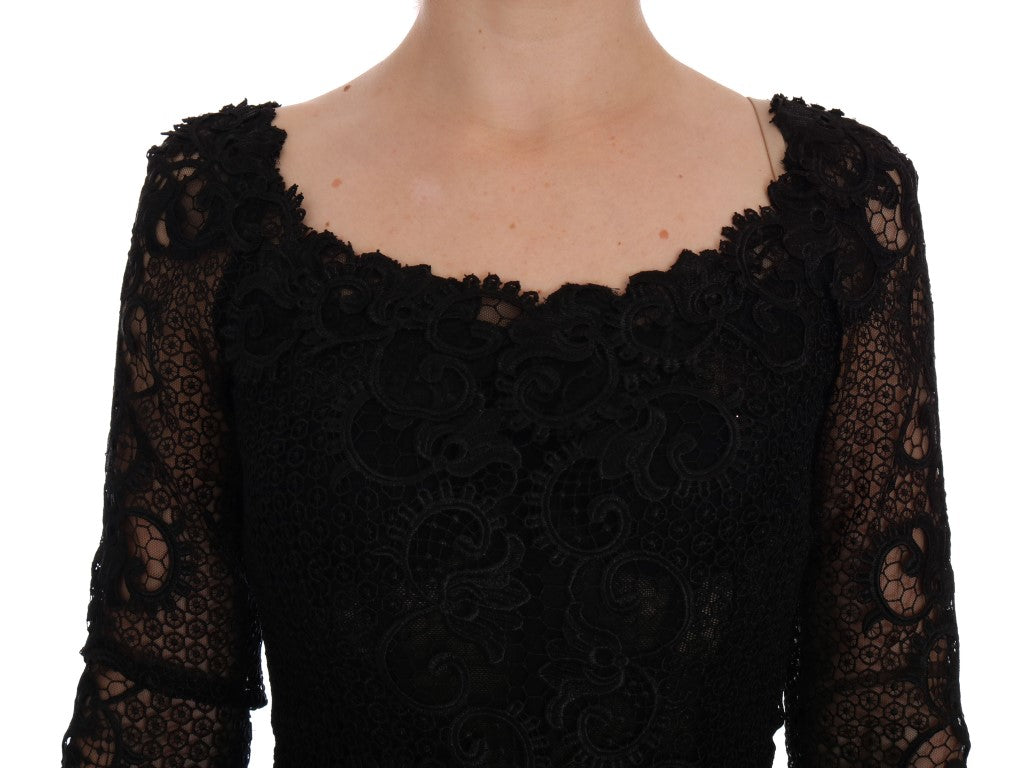 Dolce & Gabbana Black floral sheath dress -5