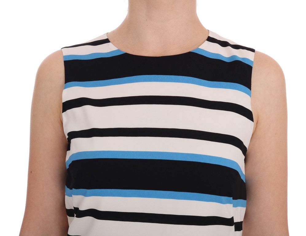 Dolce & Gabbana blue and white striped silk stretch shift dress-4