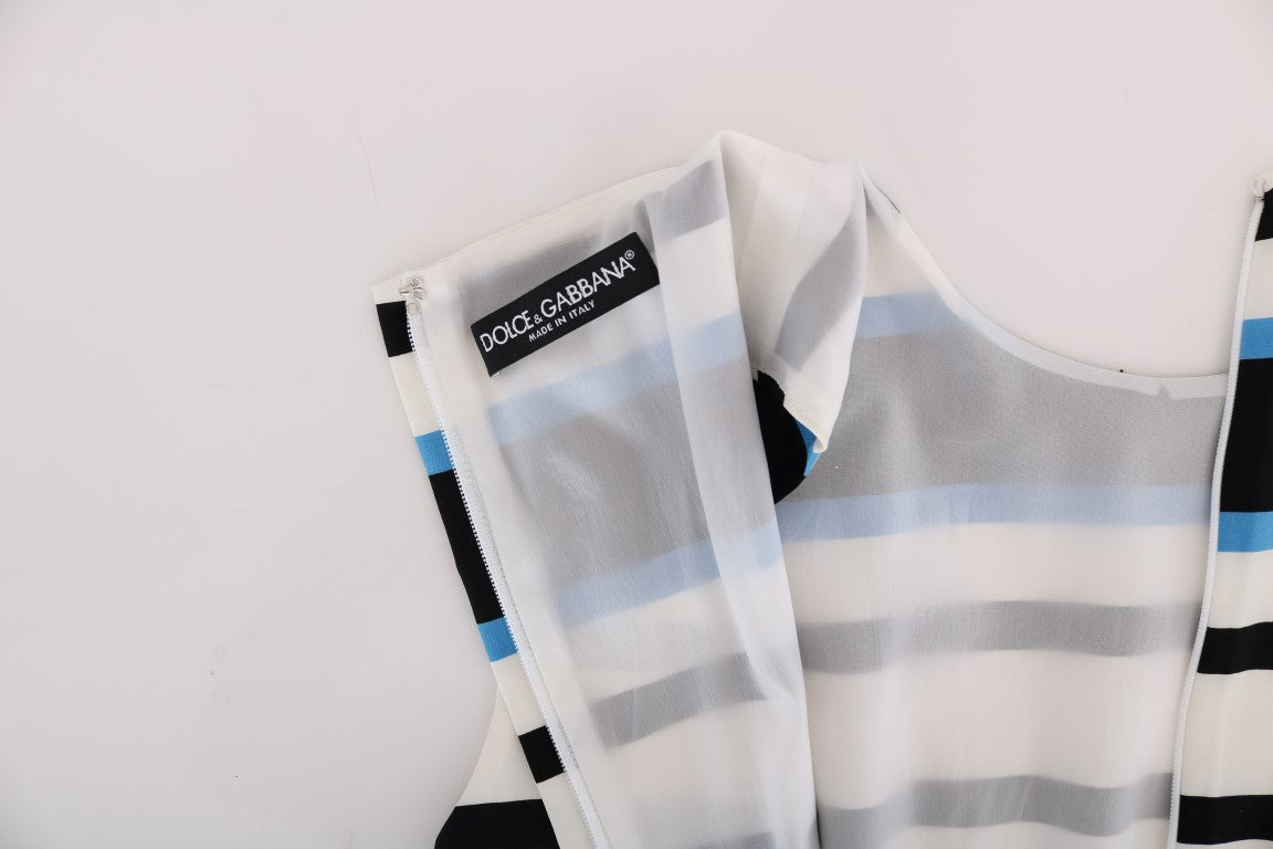 Dolce & Gabbana blue and white striped silk stretch shift dress-5