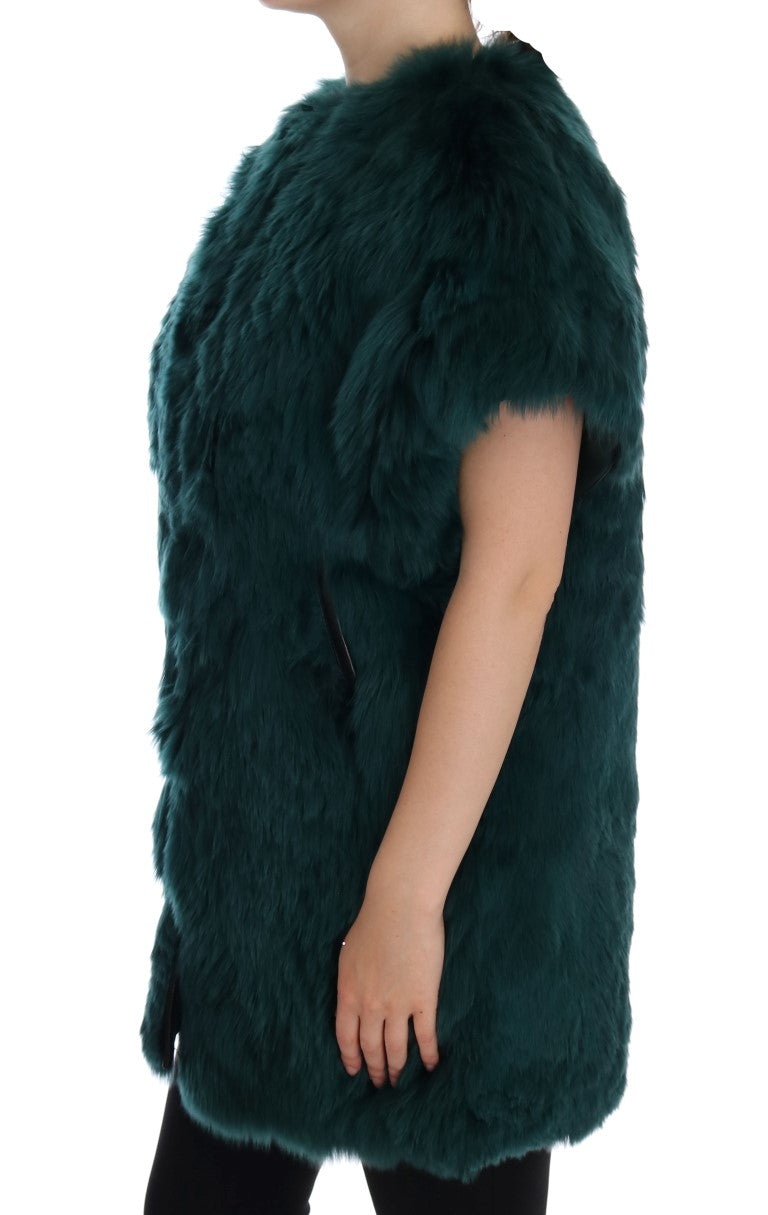 Dolce & Gabbana Green Alpaca Fur Vest Sleeveless Jacket-2