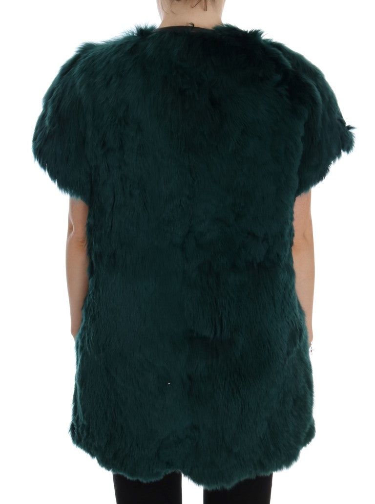 Dolce & Gabbana Green Alpaca Fur Vest Sleeveless Jacket-3