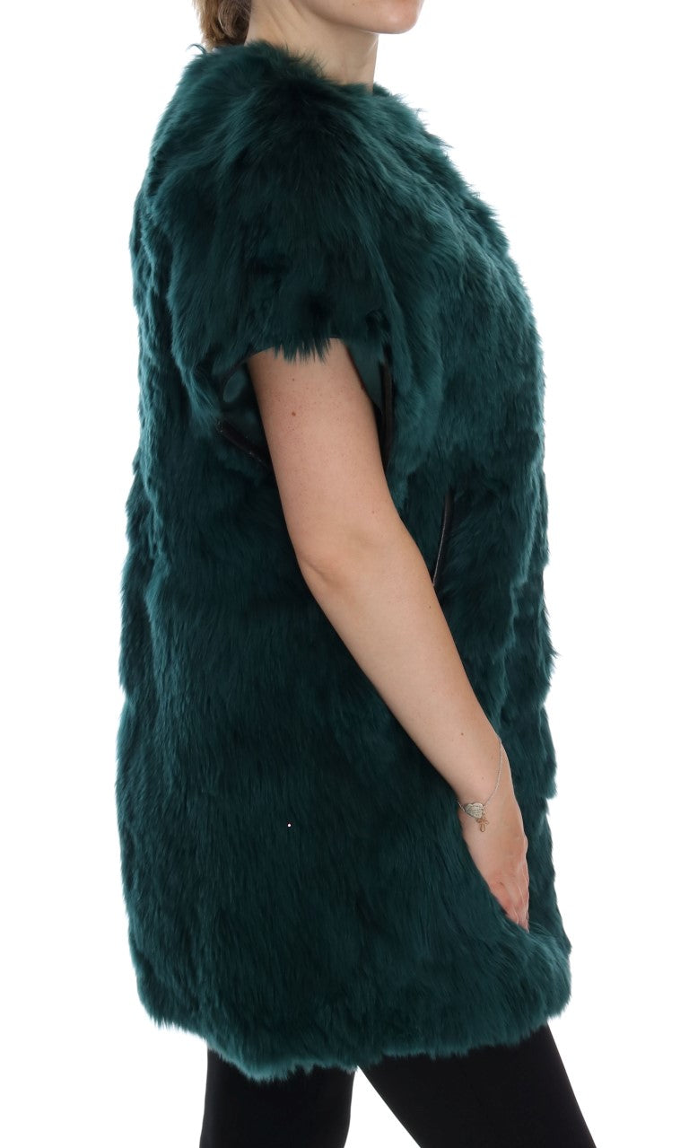 Dolce & Gabbana Green Alpaca Fur Vest Sleeveless Jacket-4
