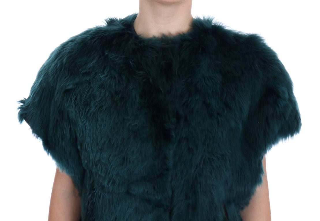 Dolce & Gabbana Green Alpaca Fur Vest Sleeveless Jacket-5