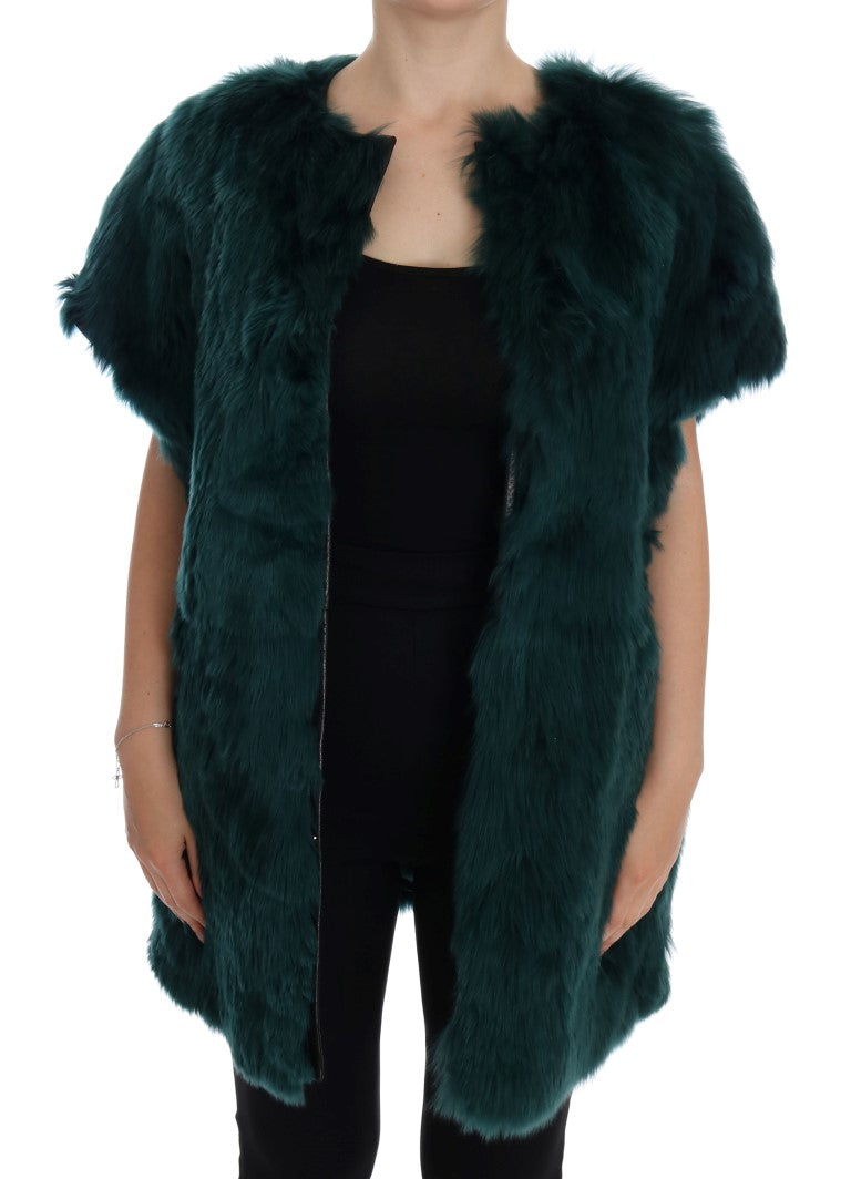 Dolce & Gabbana Green Alpaca Fur Vest Sleeveless Jacket-6
