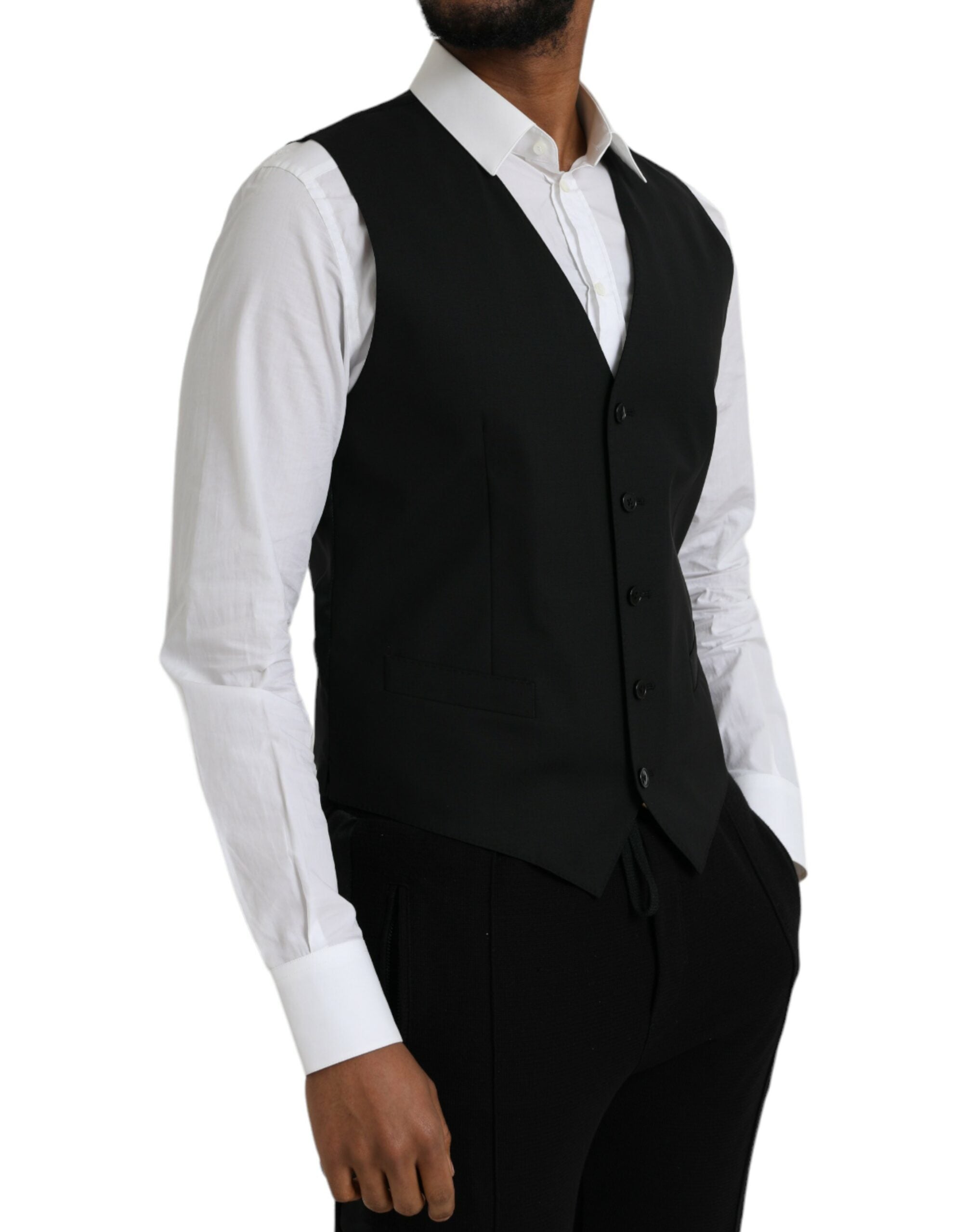 Dolce & Gabbana Schwarze Wolle Formal Dress Weste Weste-2
