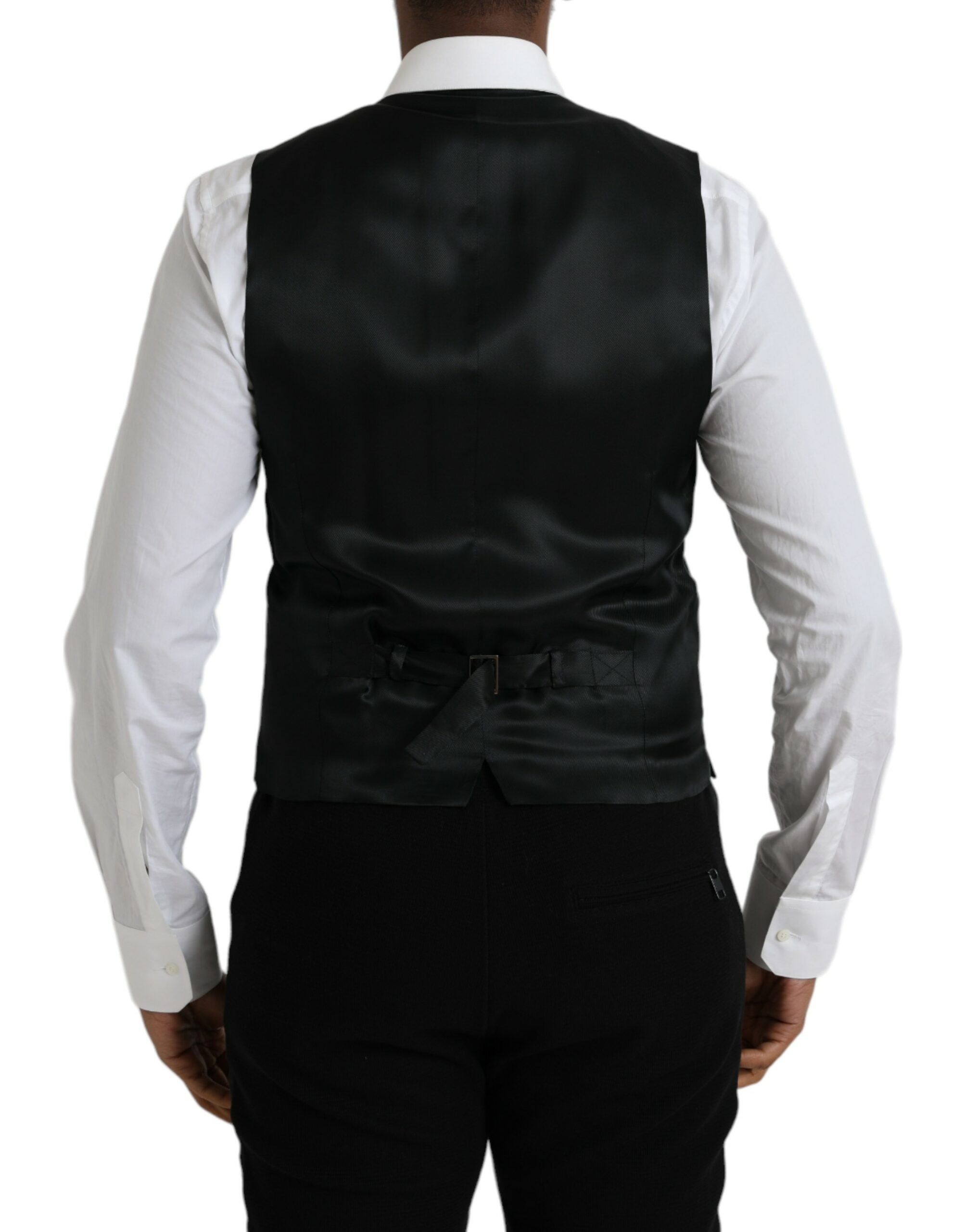 Dolce & Gabbana Schwarze Wolle Formal Dress Weste Weste-3