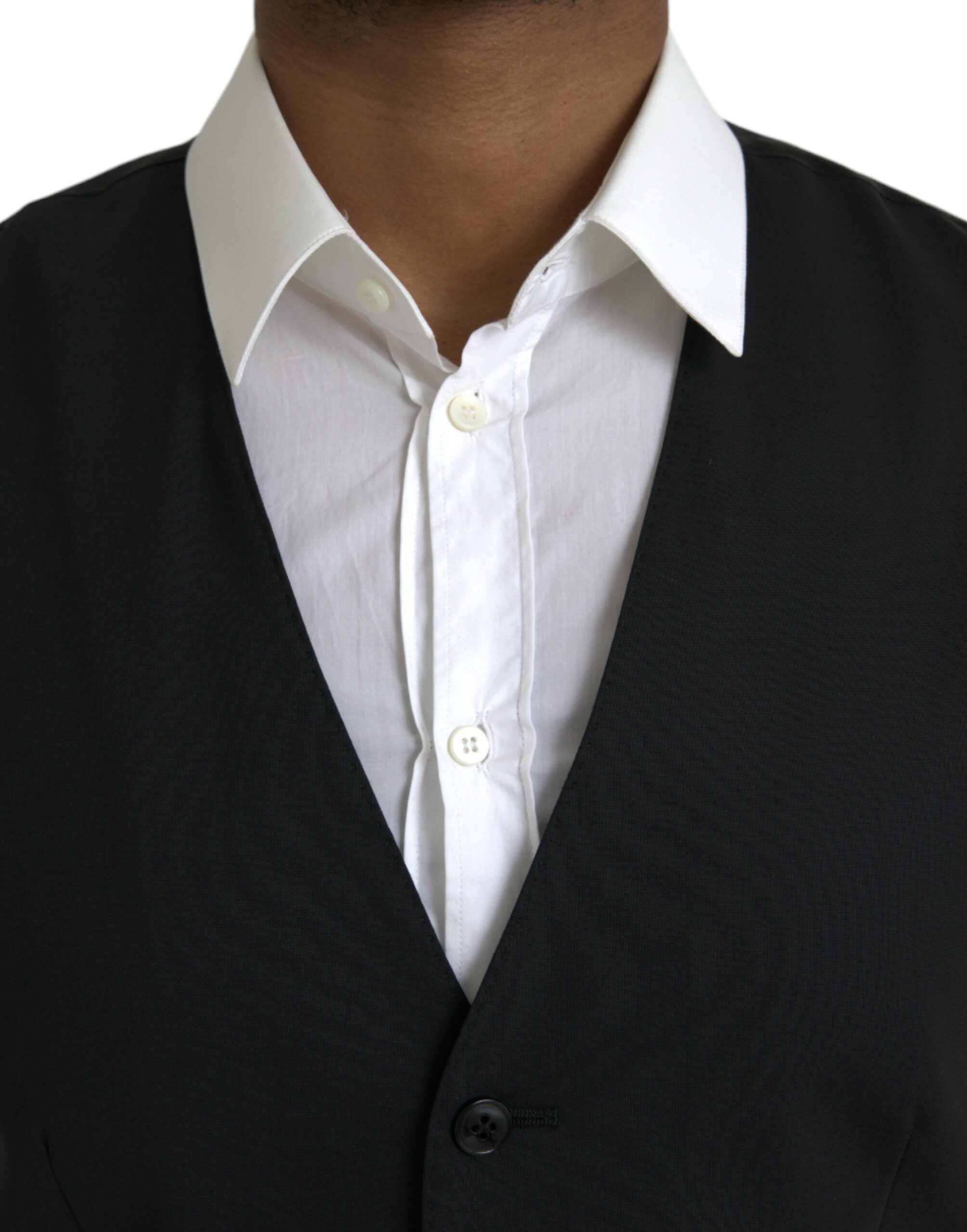 Dolce & Gabbana Schwarze Wolle Formal Dress Weste Weste-4