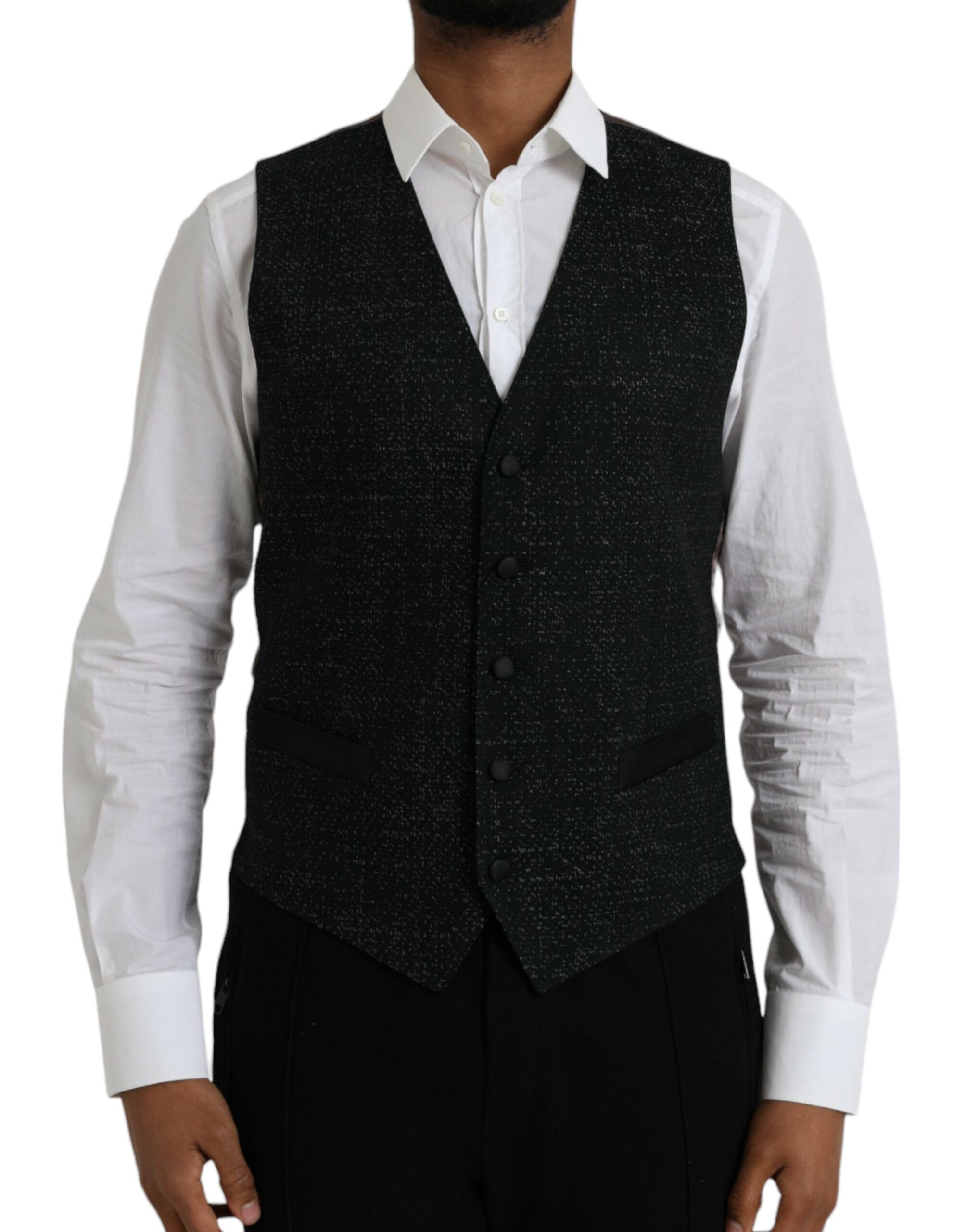 Dolce & Gabbana Schwarz Braun Seidenweste Kleid Formelle Weste-1