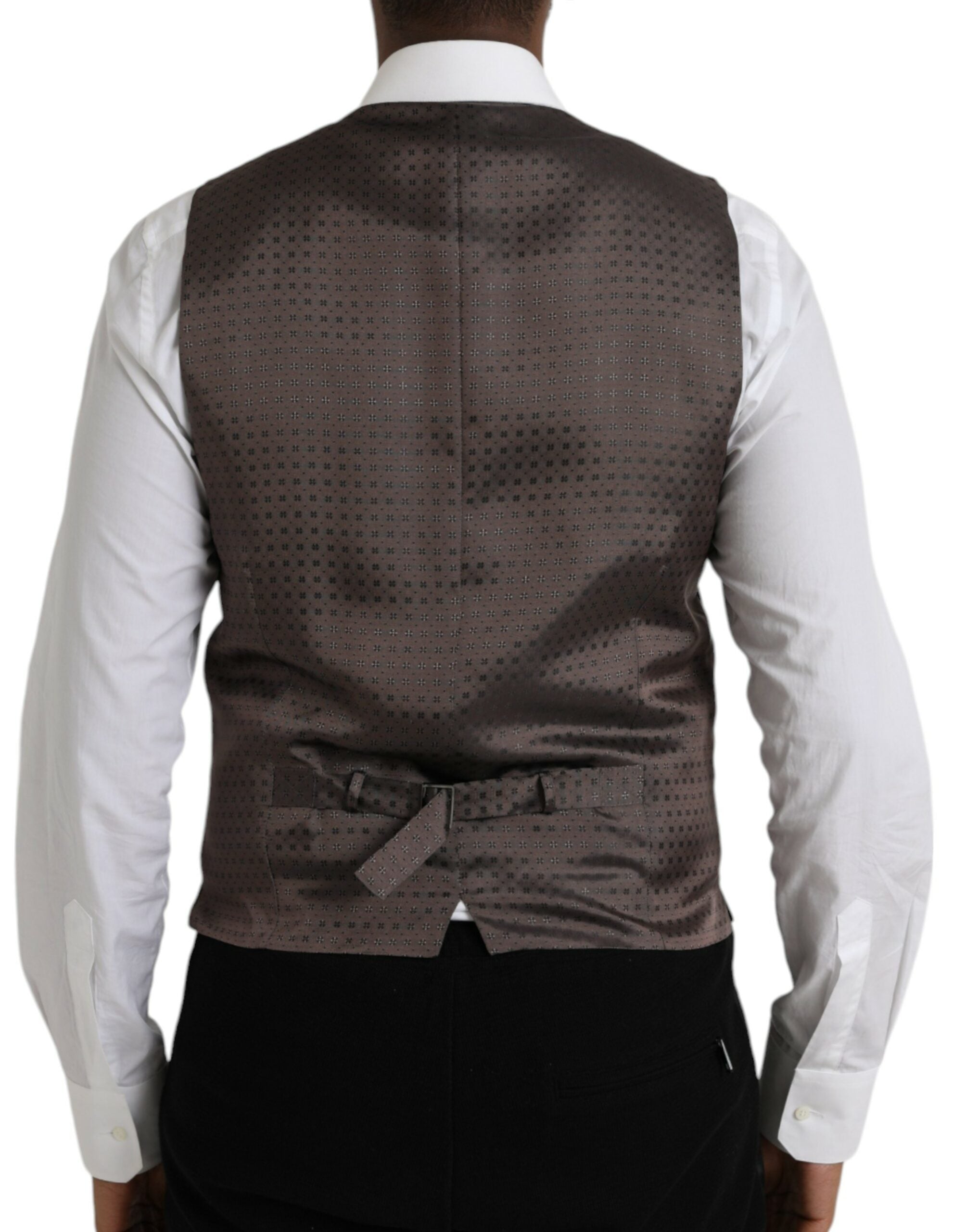 Dolce & Gabbana Schwarz Braun Seidenweste Kleid Formelle Weste-3