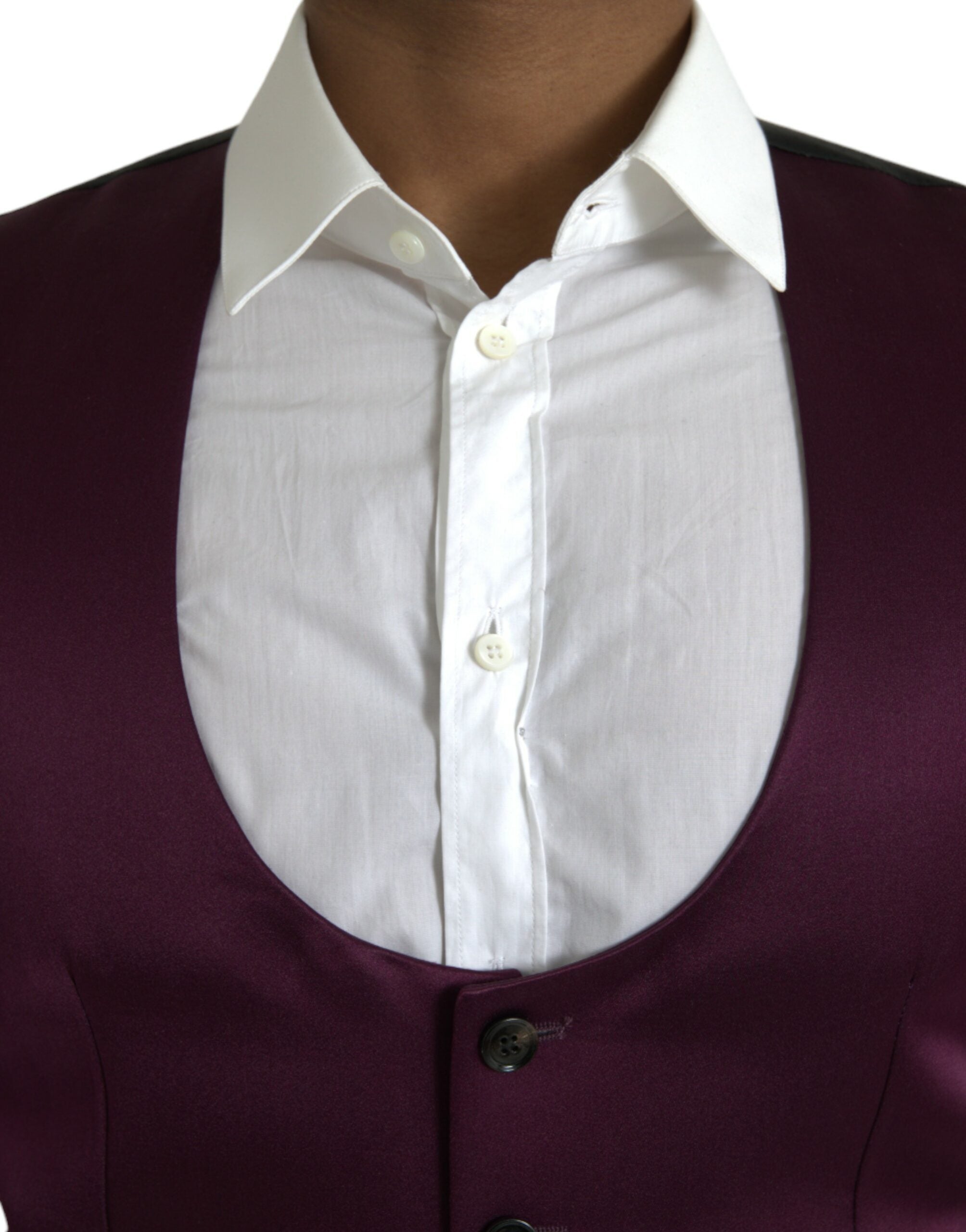 Dolce & Gabbana Maroon Satin Seidenweste Kleid Formelle Weste-4