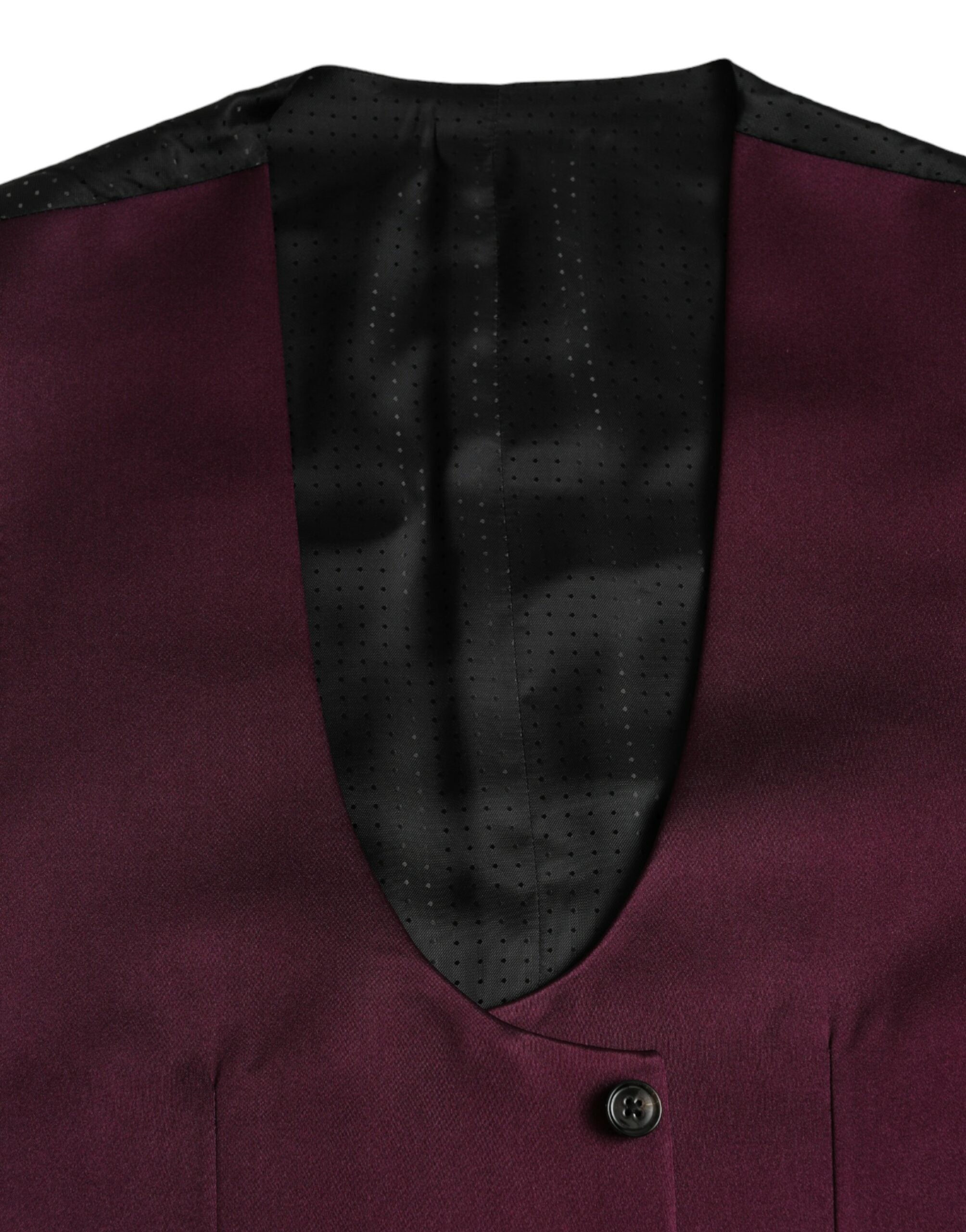 Dolce & Gabbana Maroon Satin Seidenweste Kleid Formelle Weste-6