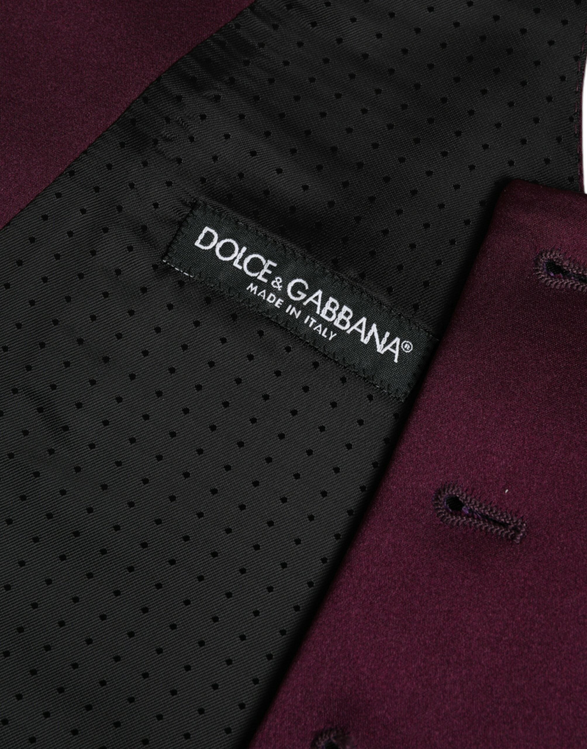 Dolce & Gabbana Maroon Satin Seidenweste Kleid Formelle Weste-7
