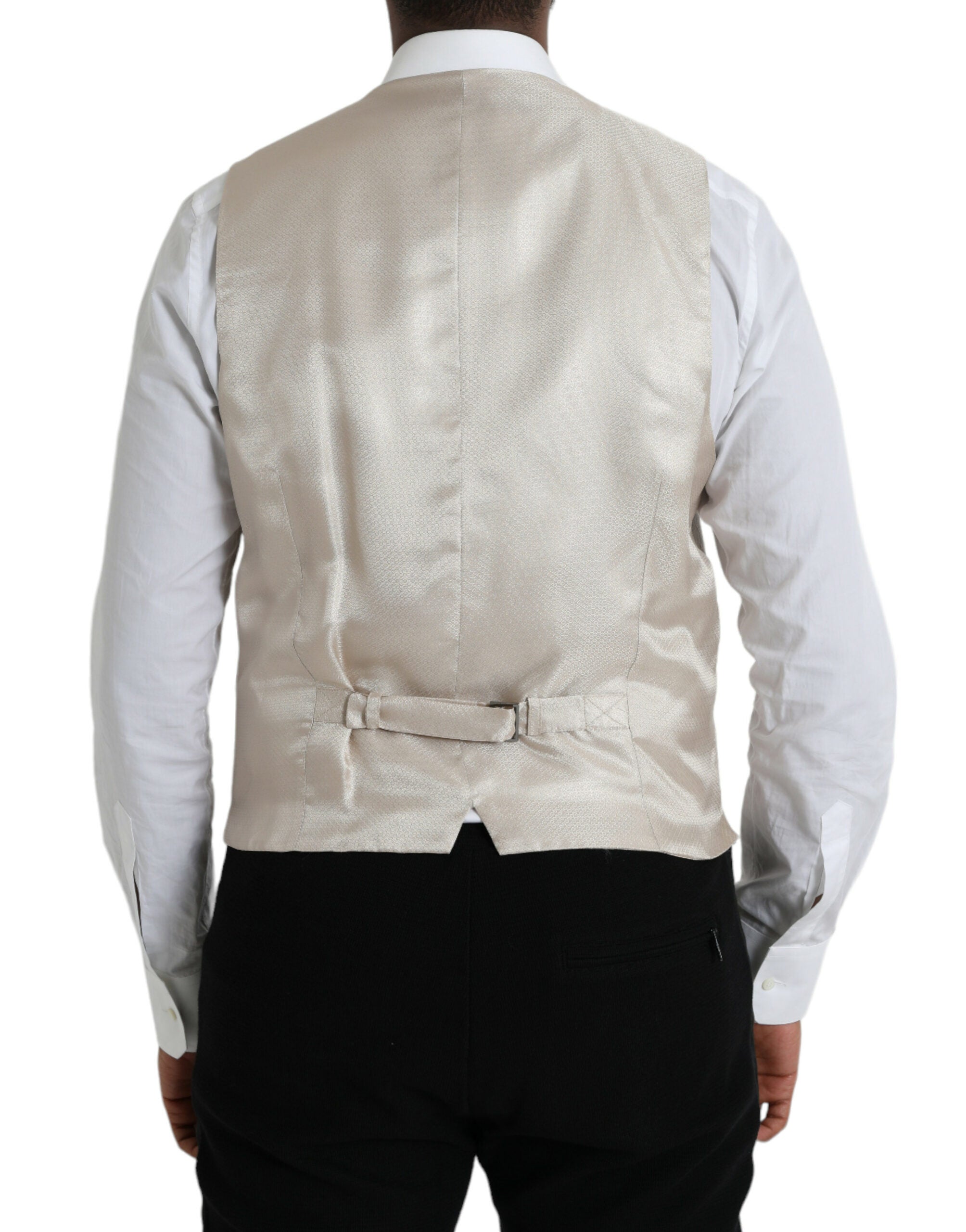 Dolce & Gabbana Off White Baumwollweste Kleid Formal Vest-3
