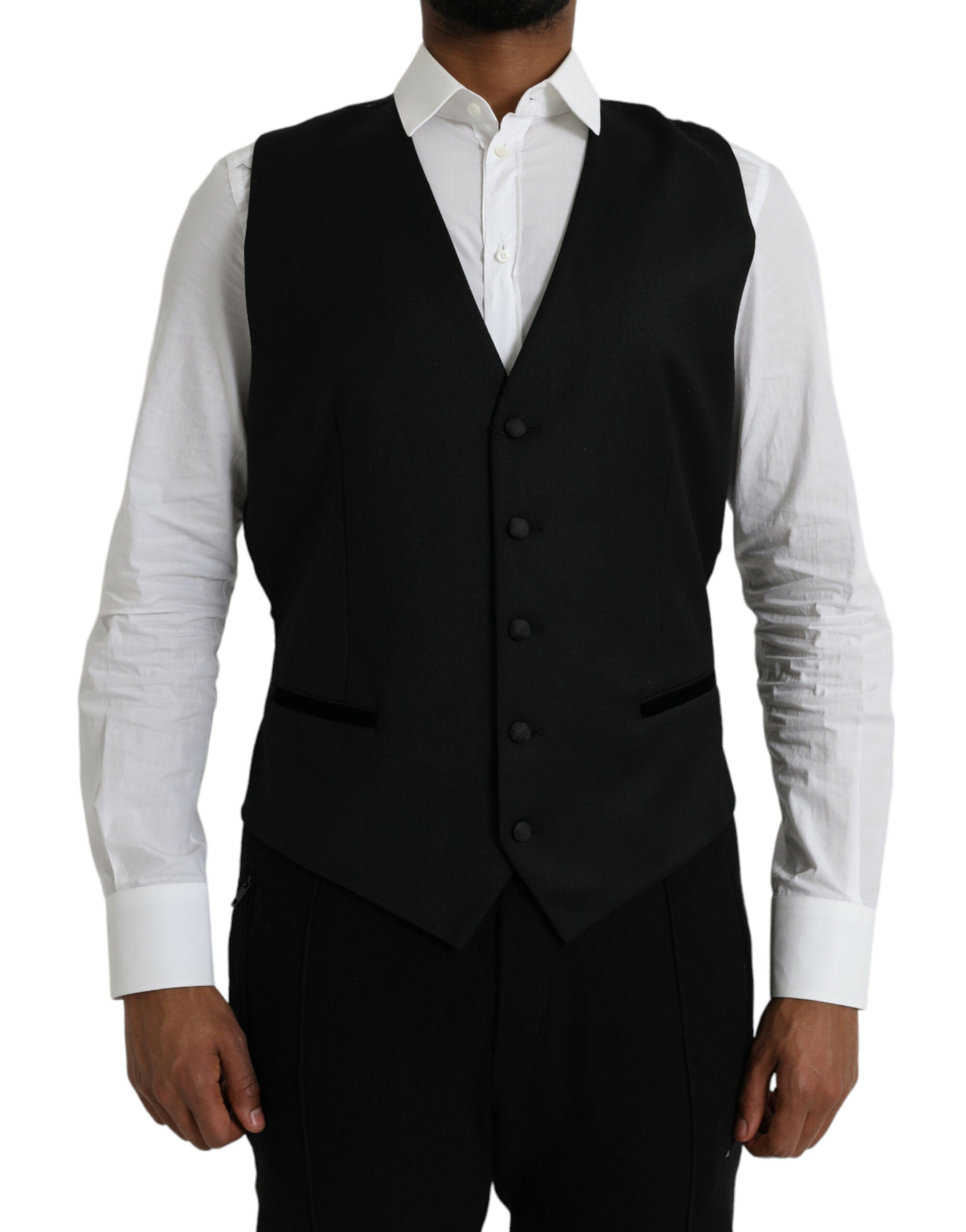 Dolce & Gabbana Black Silk Vest Dress Formal Vest-1