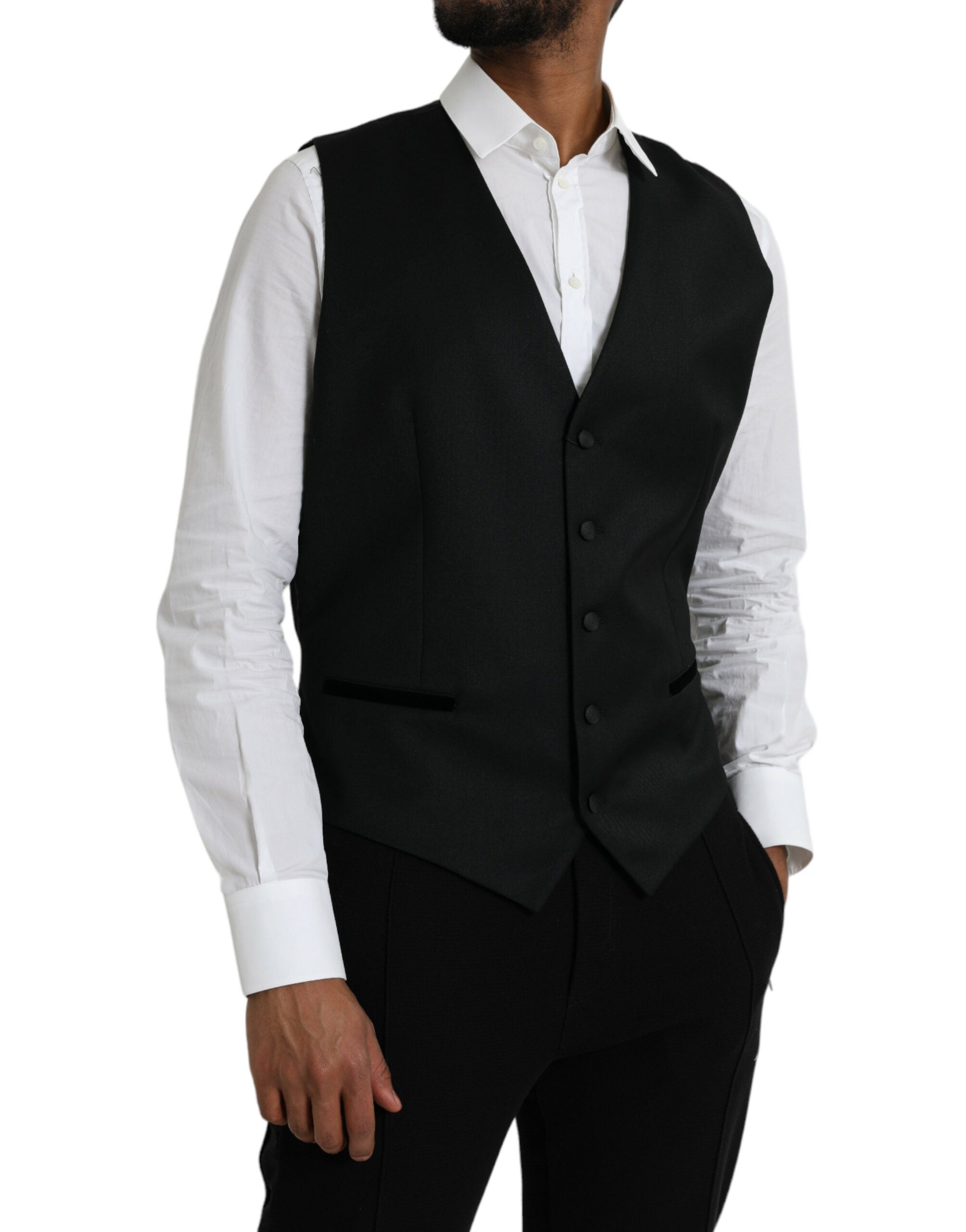 Dolce & Gabbana Black Silk Vest Dress Formal Vest-2