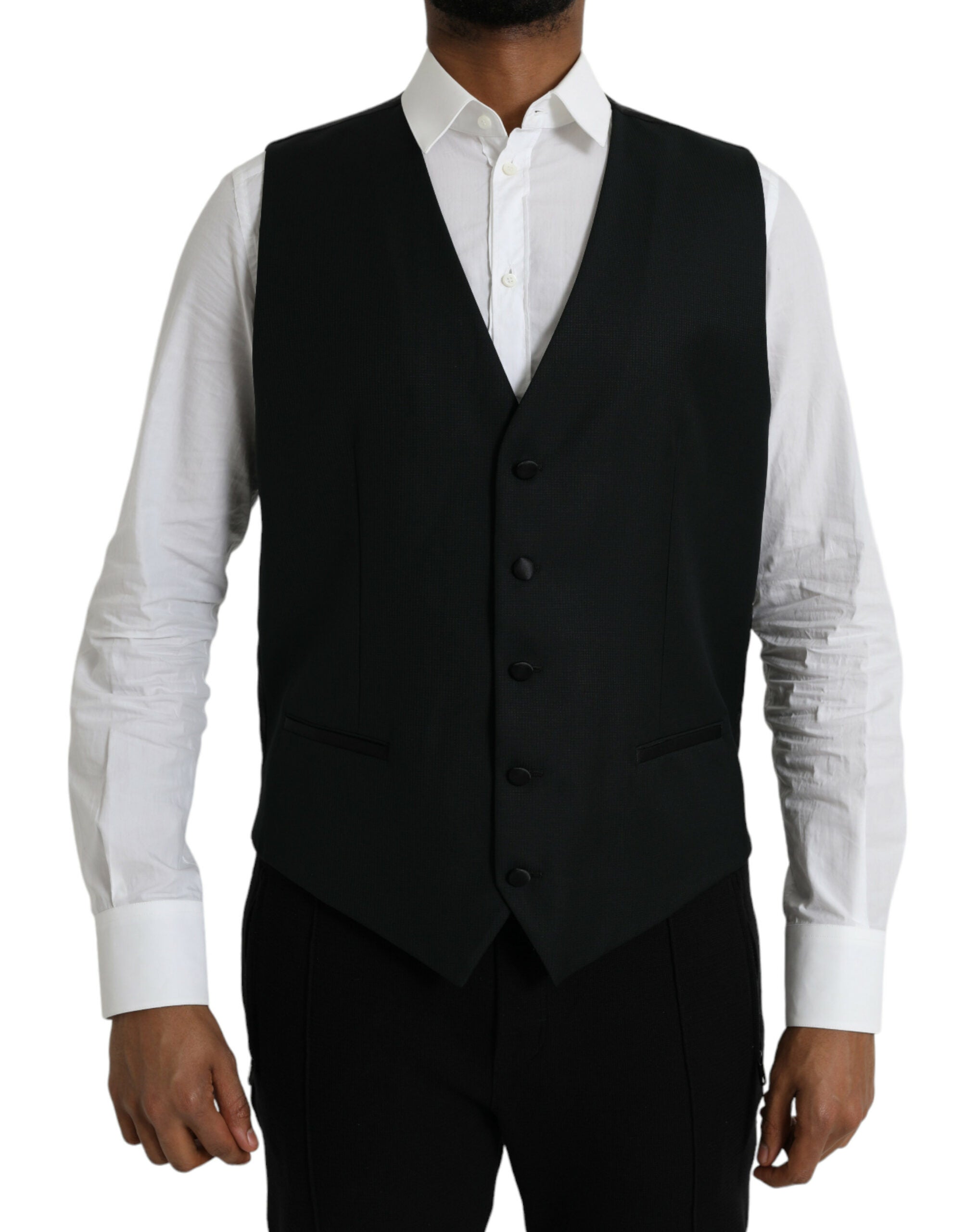 Dolce & Gabbana Schwarze Wollweste Kleid Formelle Weste-1