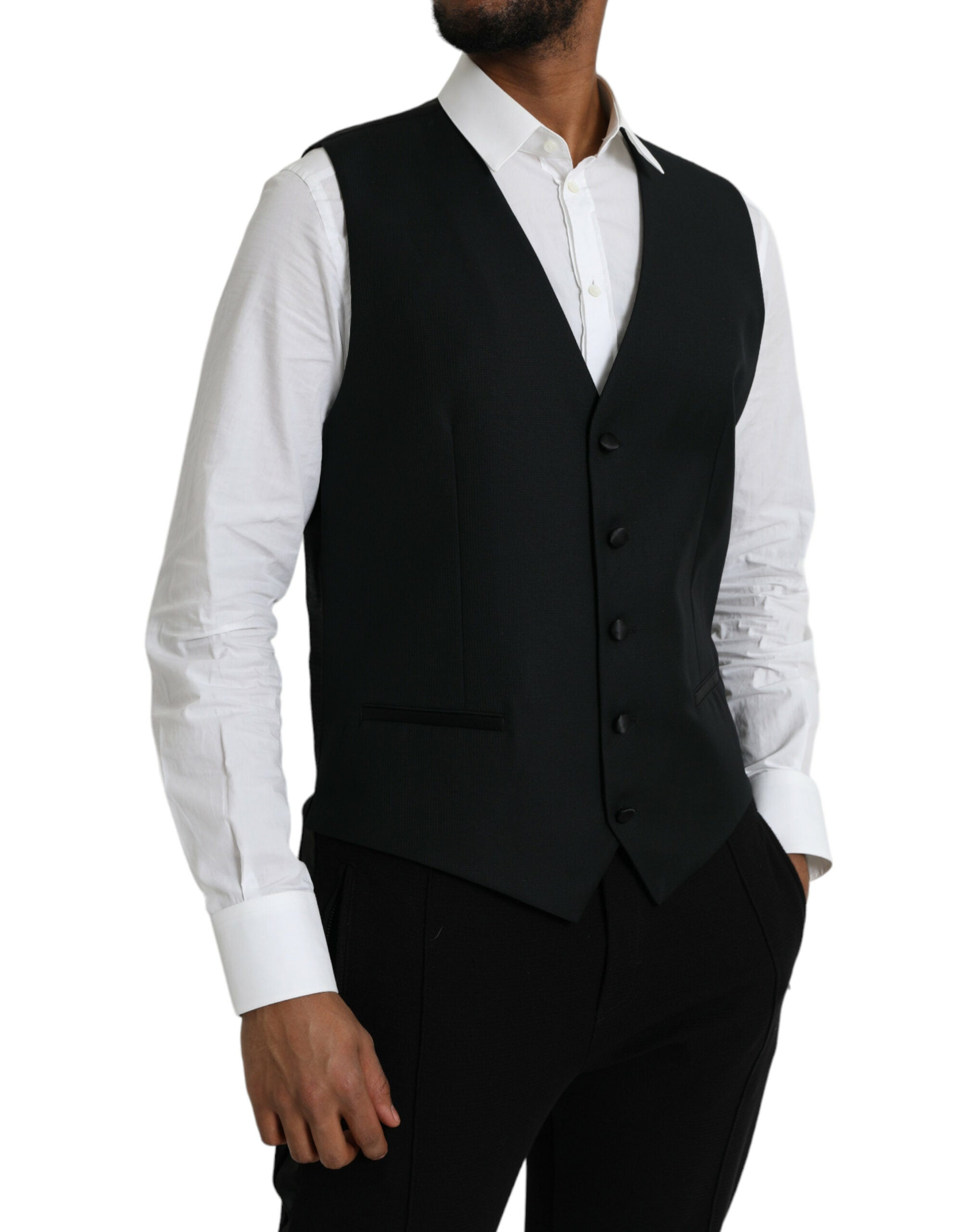 Dolce & Gabbana Black Wool Vest Dress Formal Vest-2