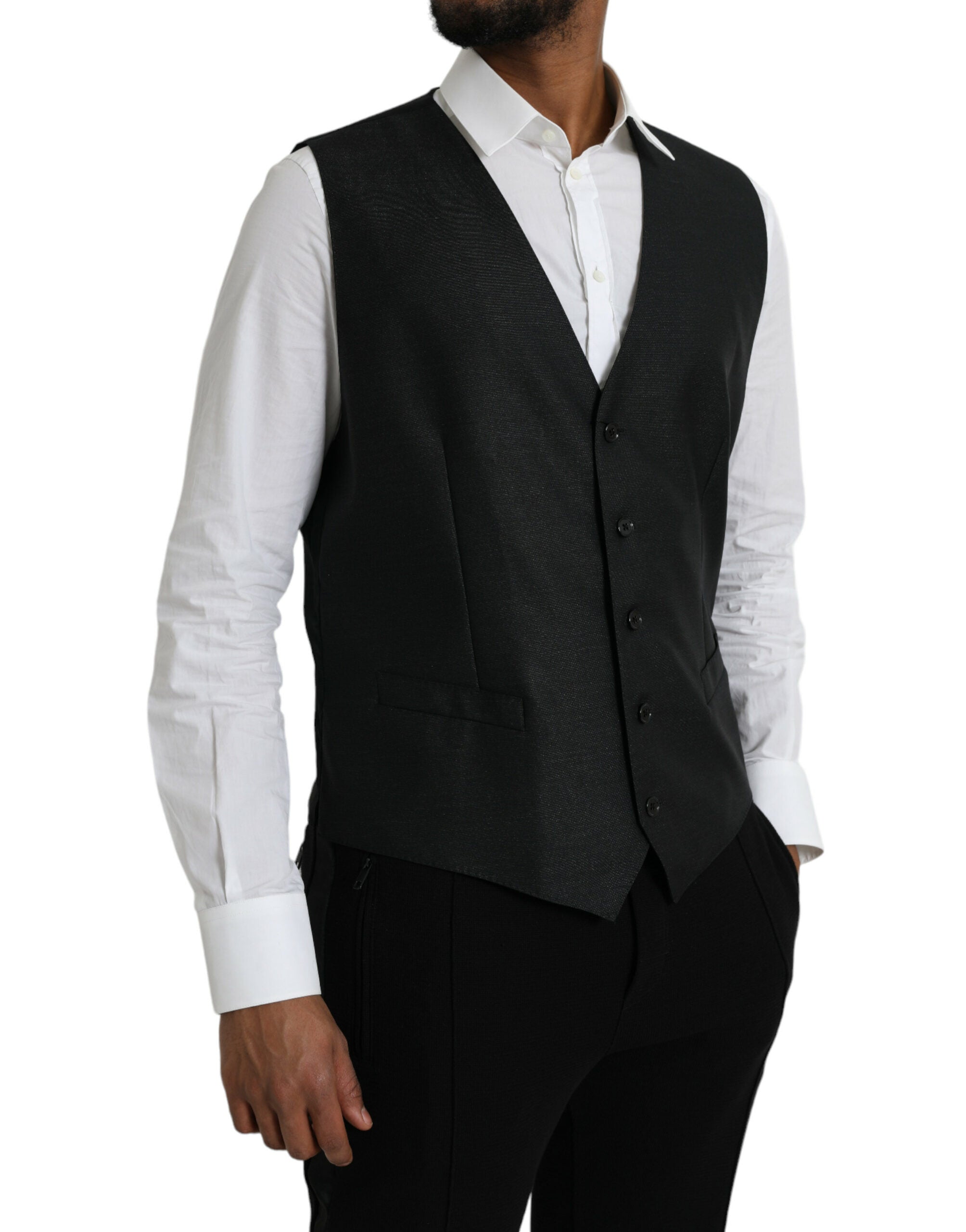 Dolce & Gabbana Black Wool Vest Dress Formal Vest-2