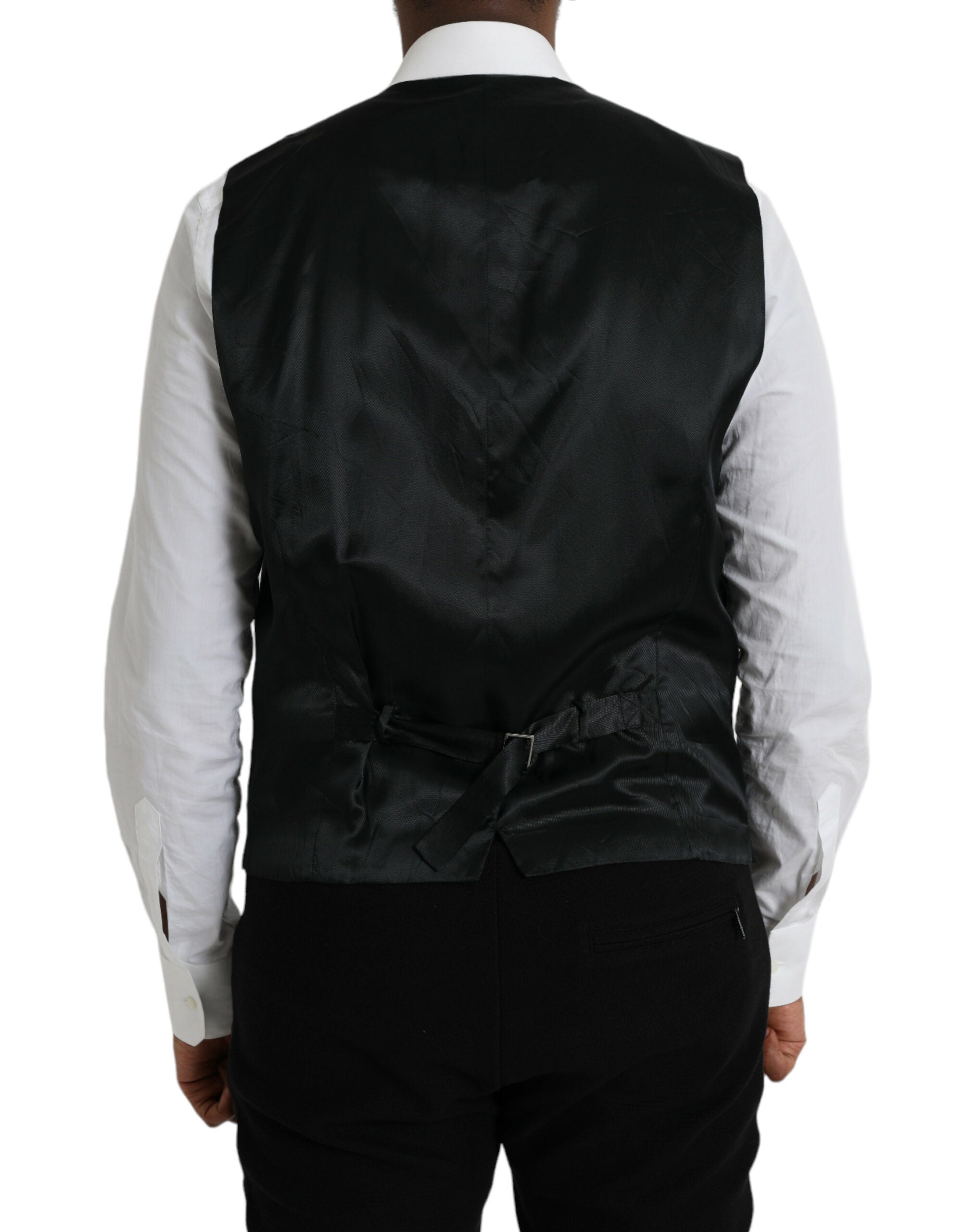 Dolce & Gabbana Black Wool Vest Dress Formal Vest-3