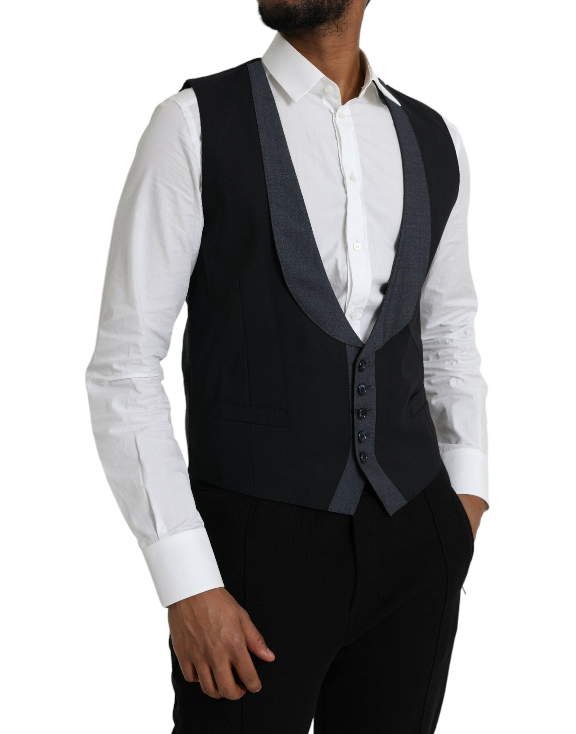 Dolce & Gabbana Black Wool Vest Dress Formal Vest-2