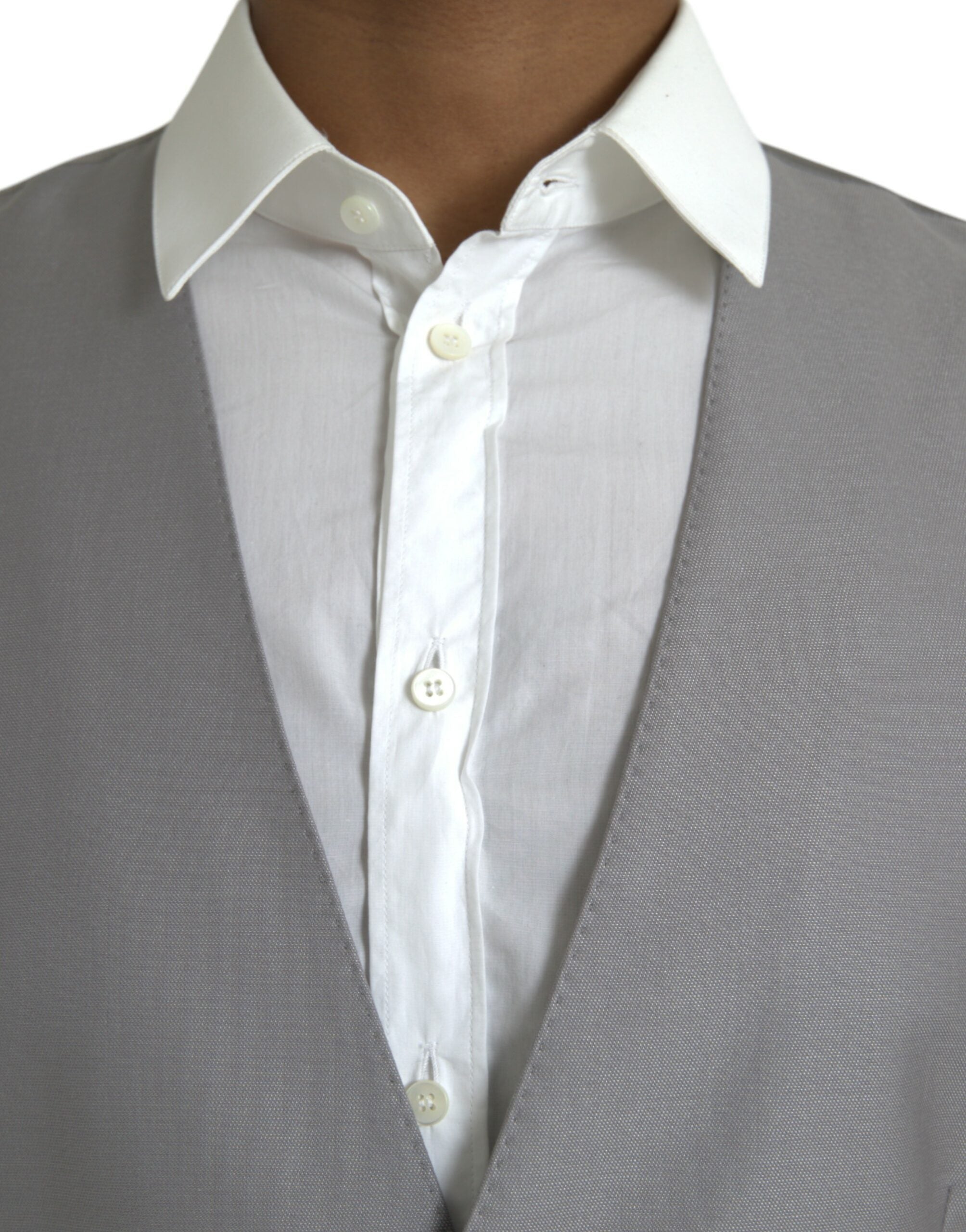 Dolce & Gabbana Light Grey Wool Formal Dress Vest-5