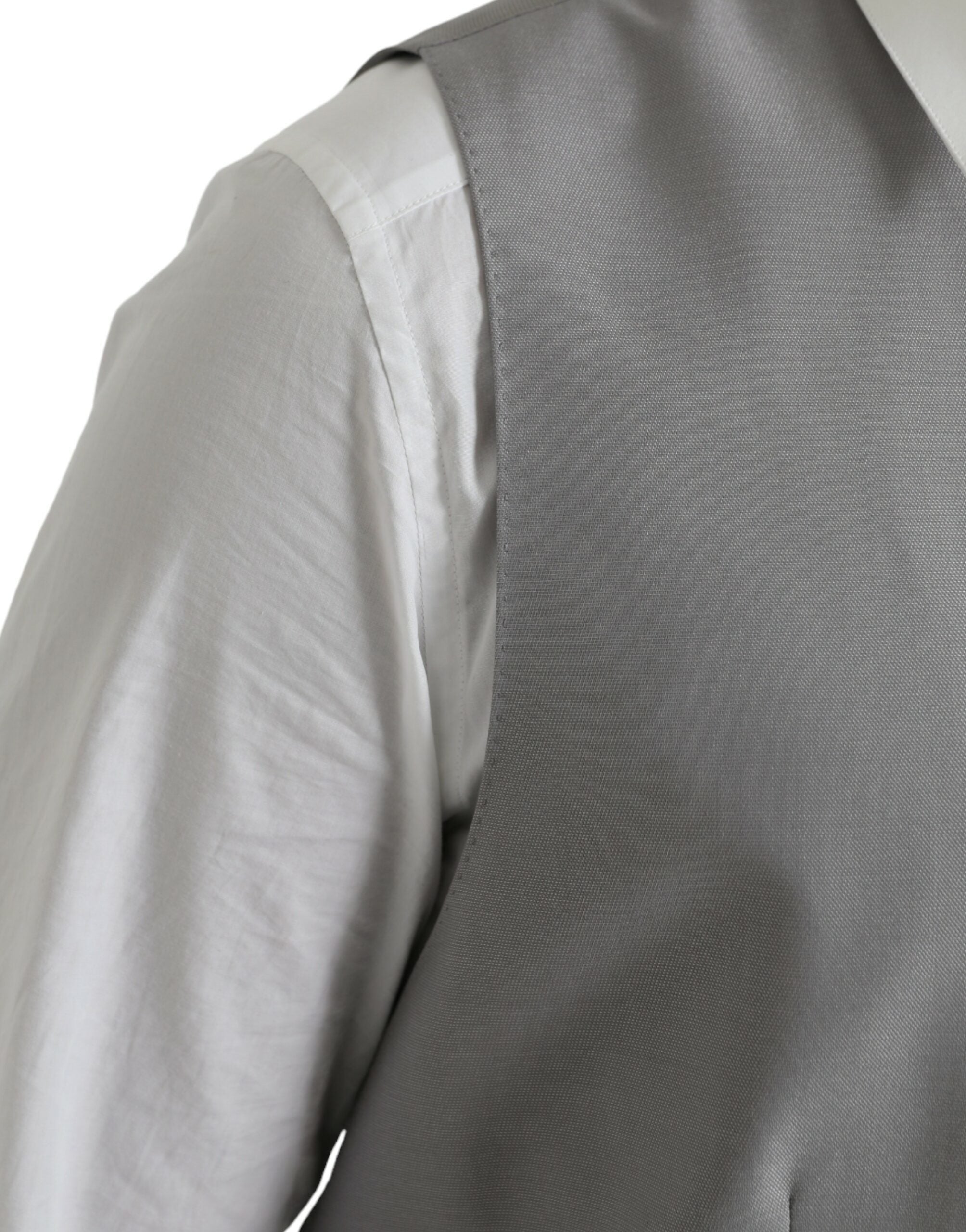 Dolce & Gabbana Light Grey Wool Formal Dress Vest-6