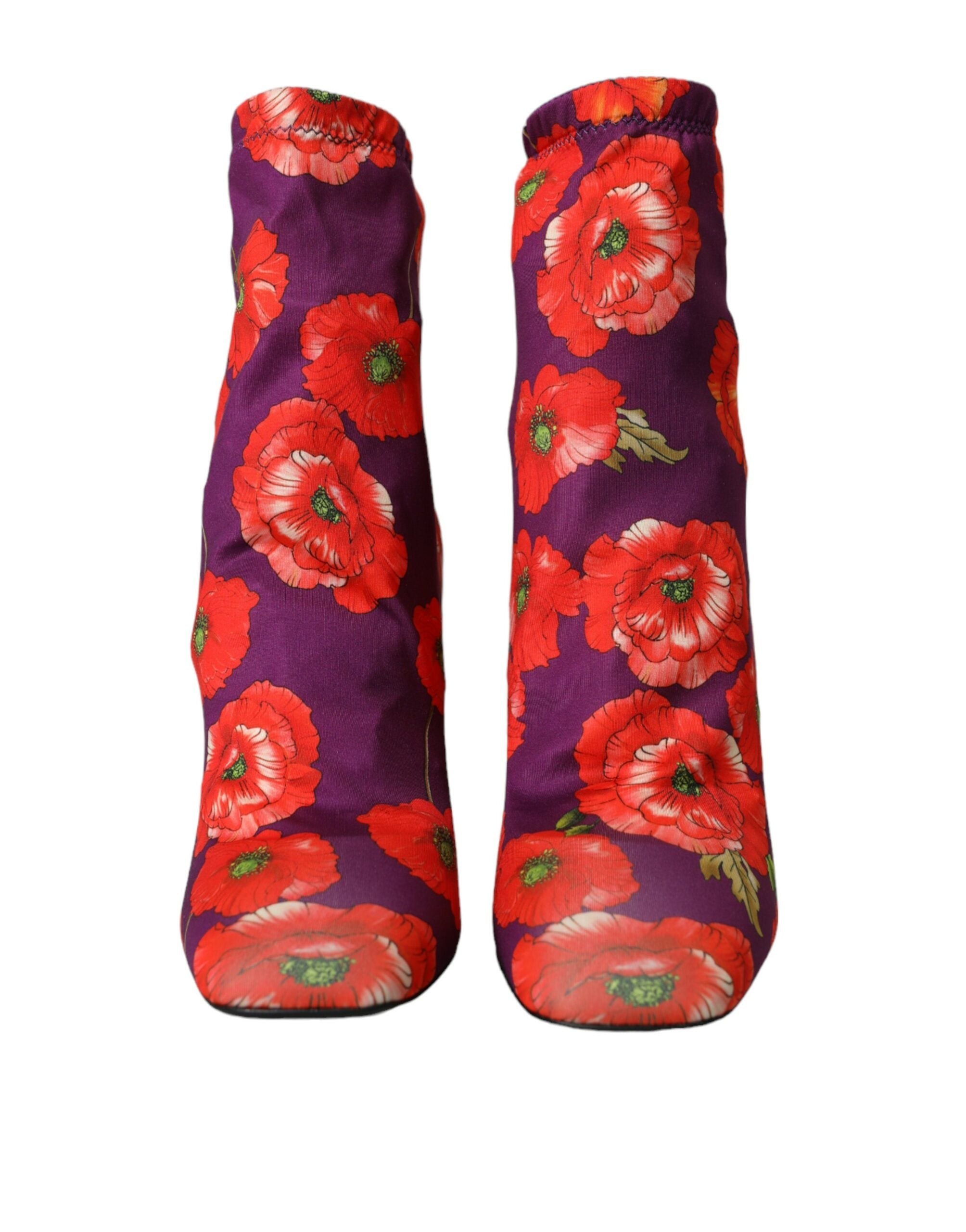 Dolce & Gabbana Lila Floral Jersey Stretch Boots Shoes-2
