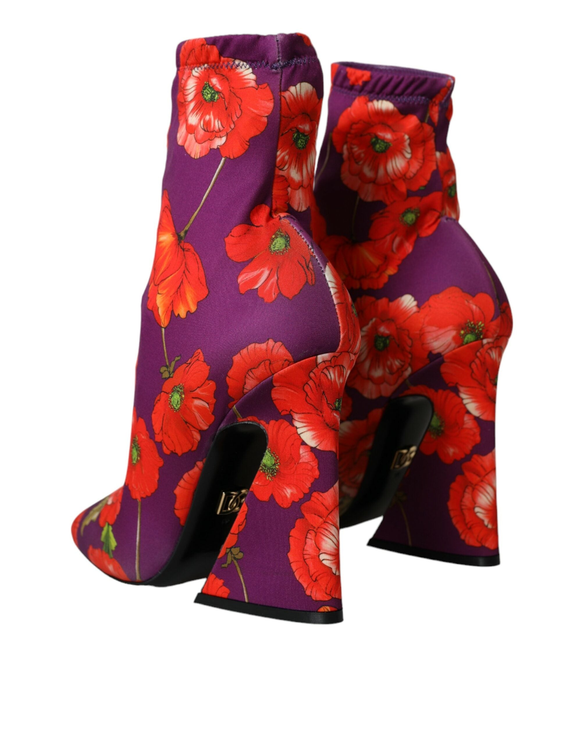 Dolce & Gabbana Lila Floral Jersey Stretch Boots Shoes-4
