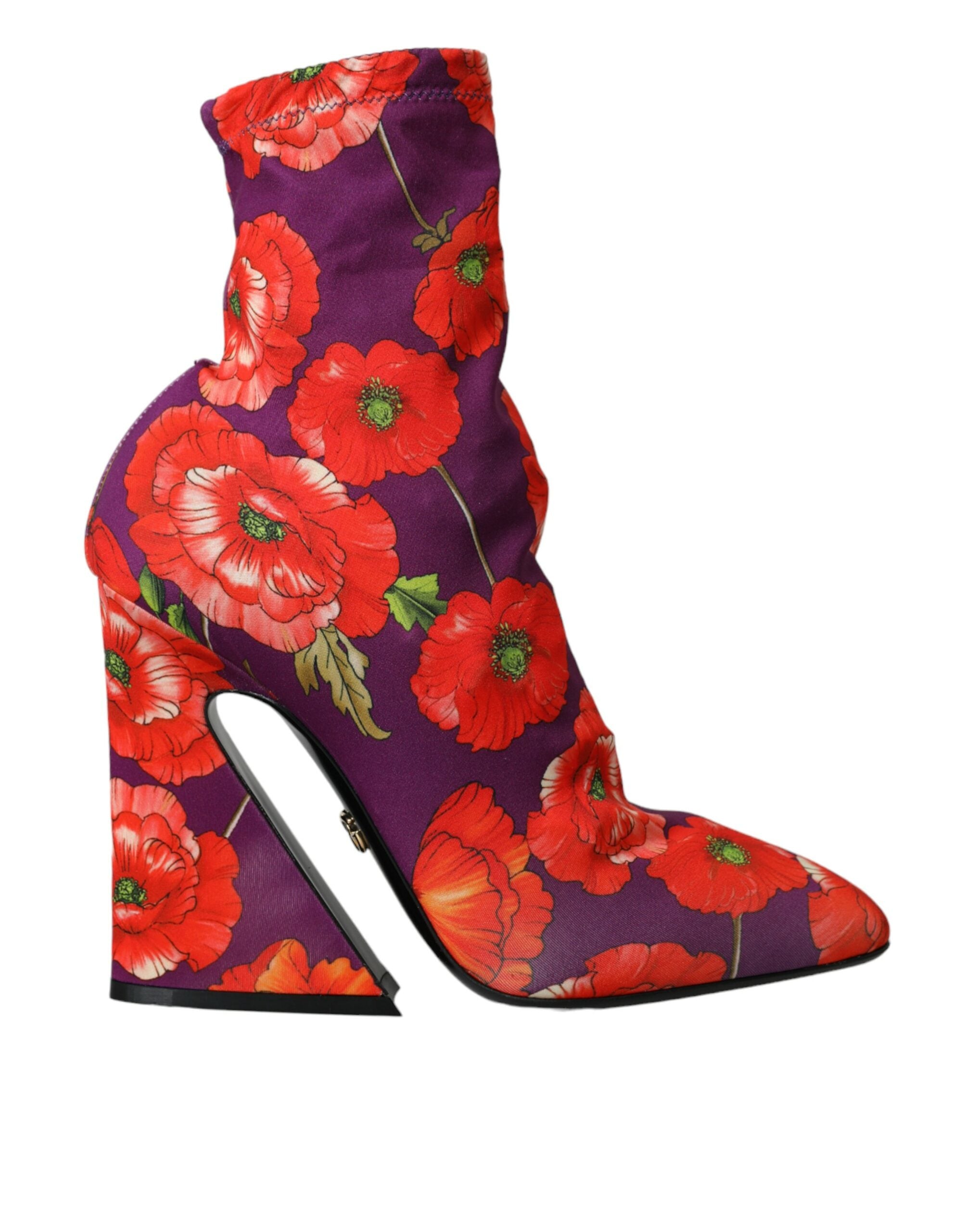 Dolce & Gabbana Lila Floral Jersey Stretch Boots Shoes-1