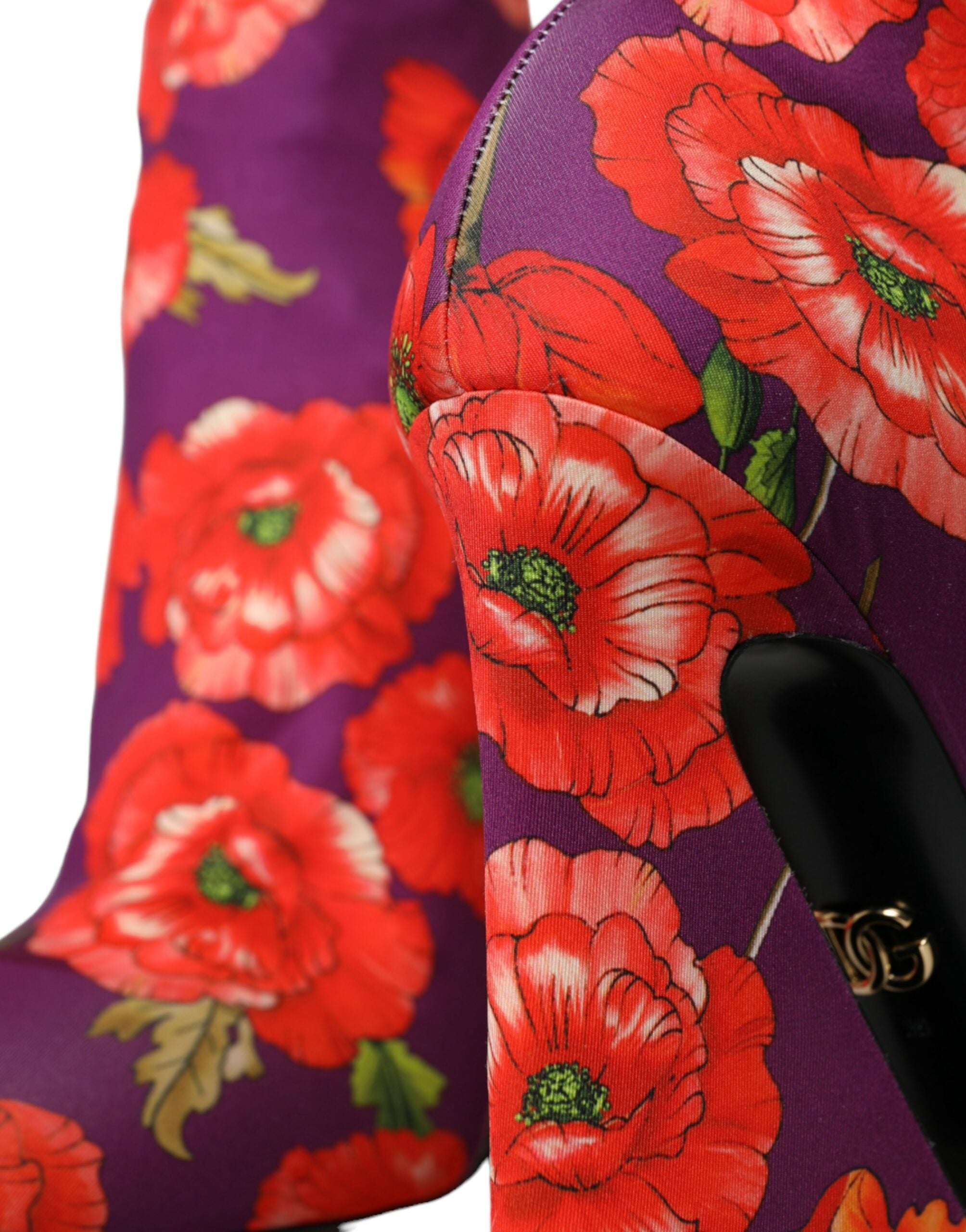 Dolce & Gabbana Lila Floral Jersey Stretch Boots Shoes-8