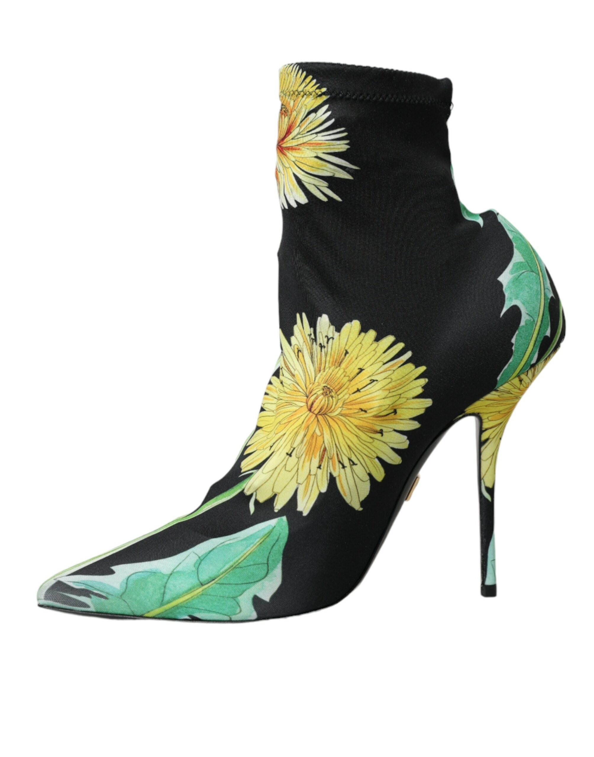 Dolce & Gabbana Schwarze geblümte Jersey Stretch-Stiefel Schuhe-5