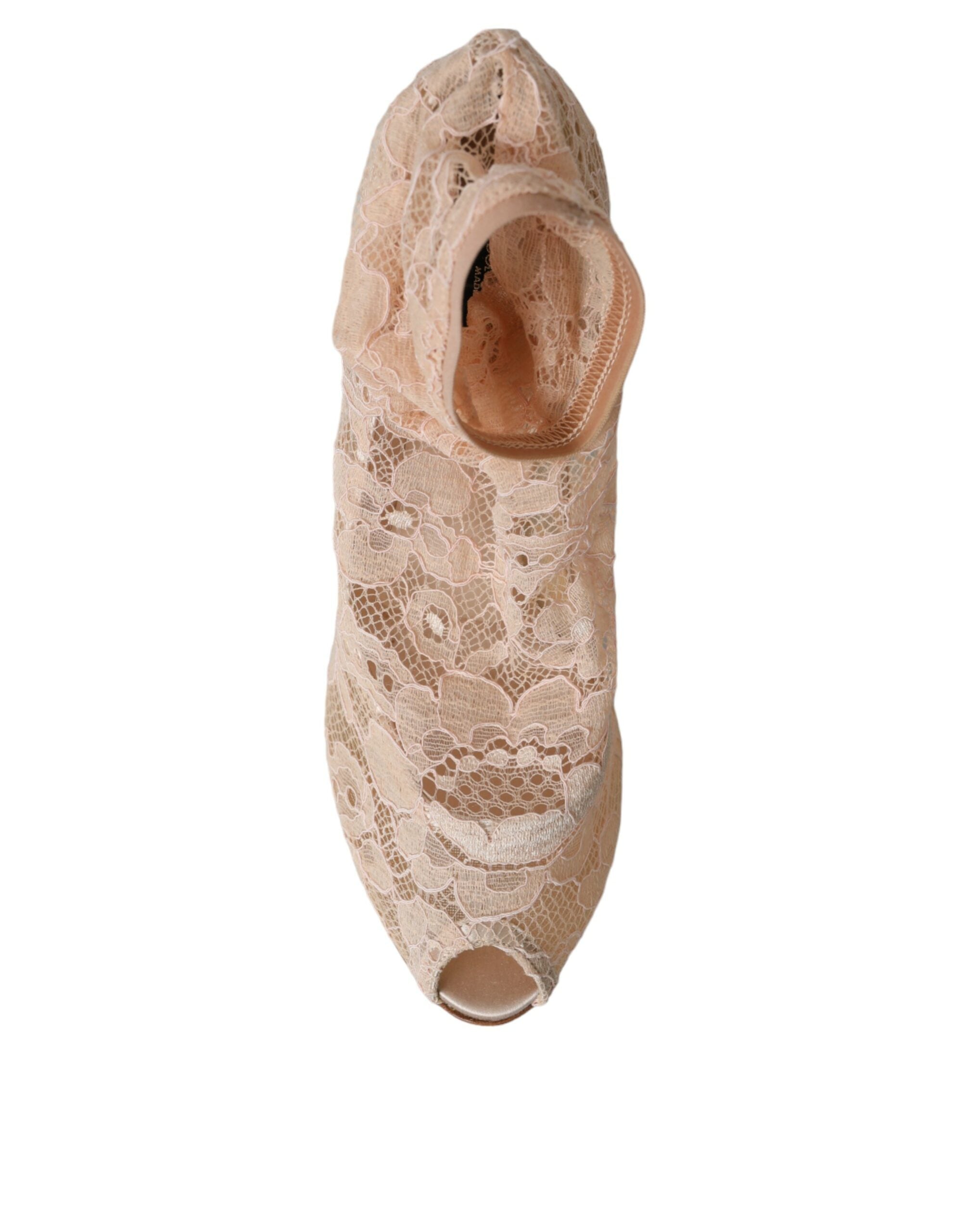 Dolce & Gabbana Beige Stretch Taormina Schnürstiefel Schuhe-8