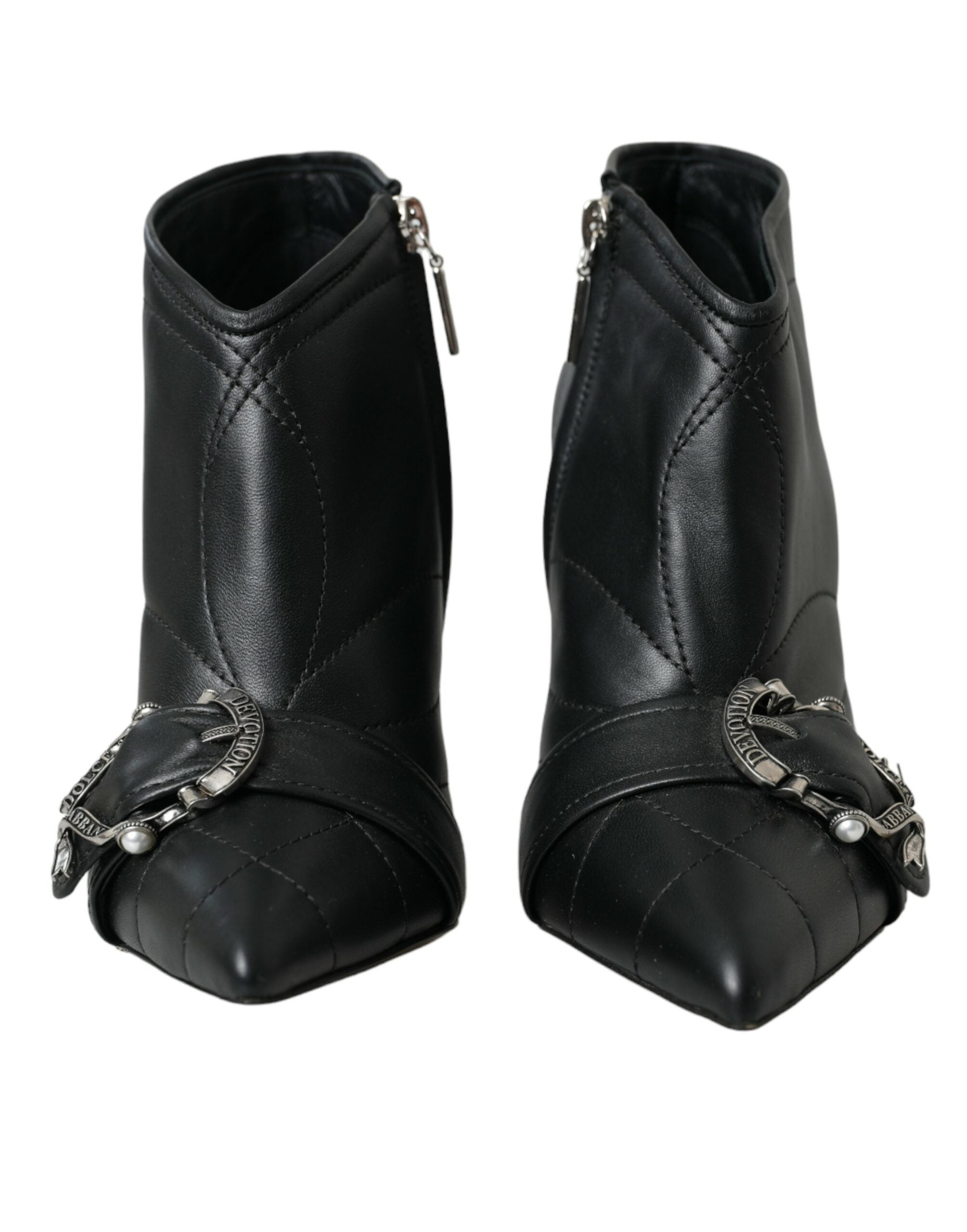 Dolce & Gabbana Black Devotion Quilted Boots with Buckle Shoes-2