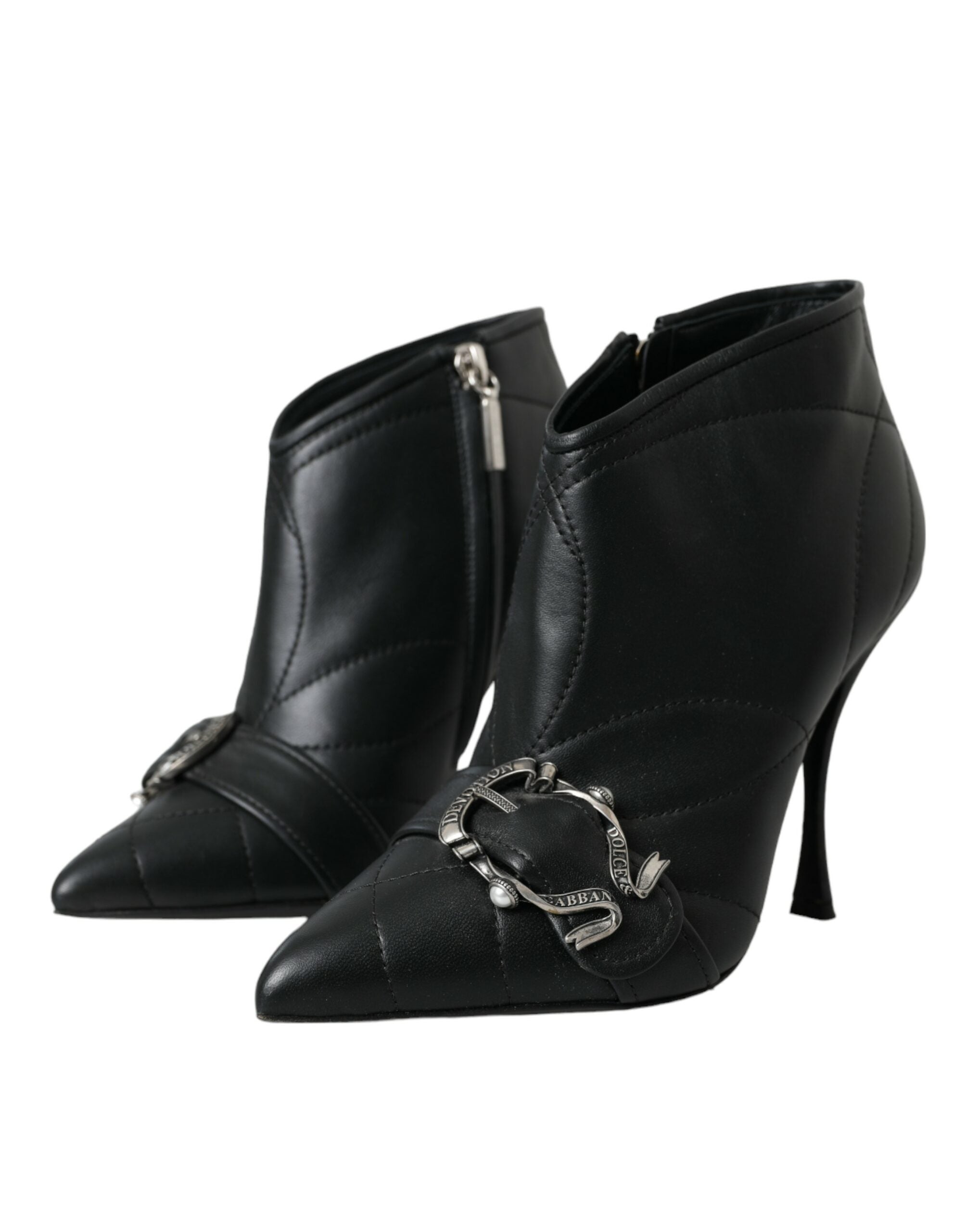 Dolce & Gabbana Black Devotion Quilted Boots with Buckle Shoes-3
