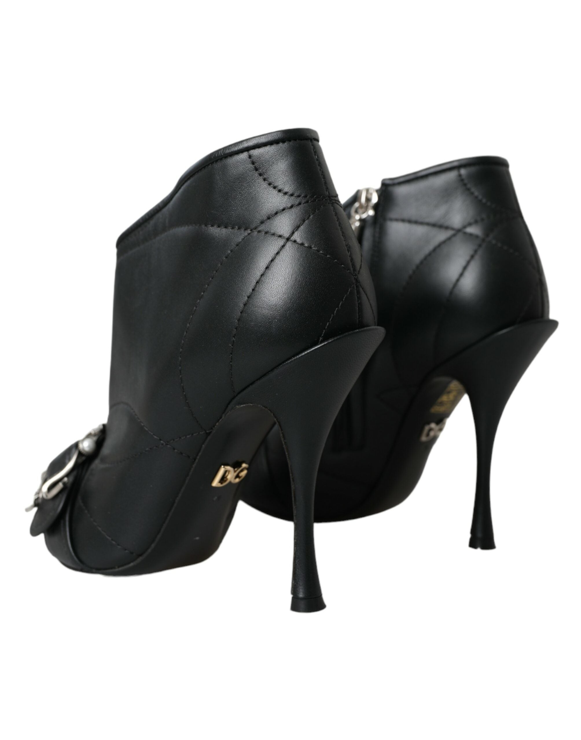 Dolce & Gabbana Black Devotion Quilted Boots with Buckle Shoes-4