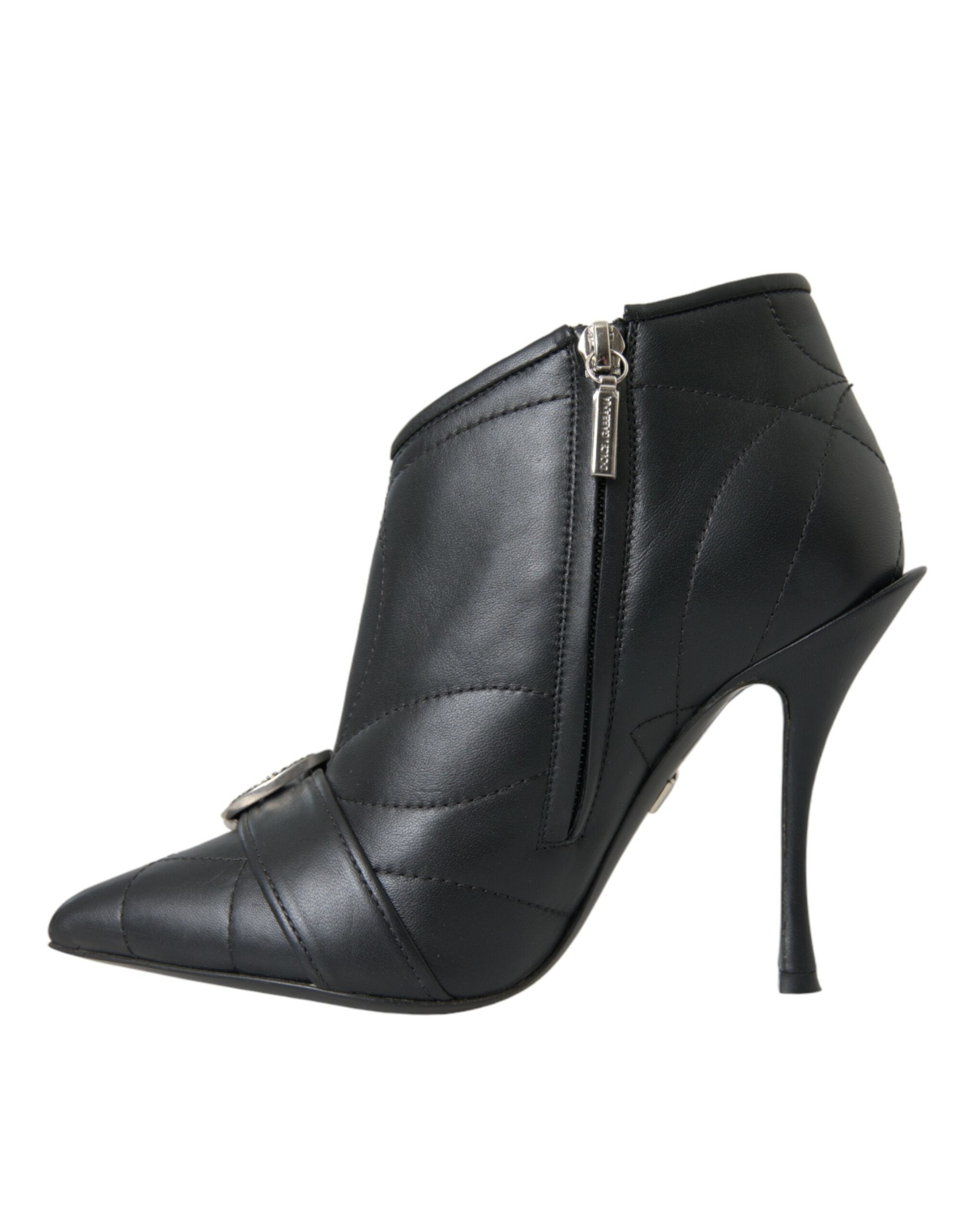 Dolce & Gabbana Black Devotion Quilted Boots with Buckle Shoes-5