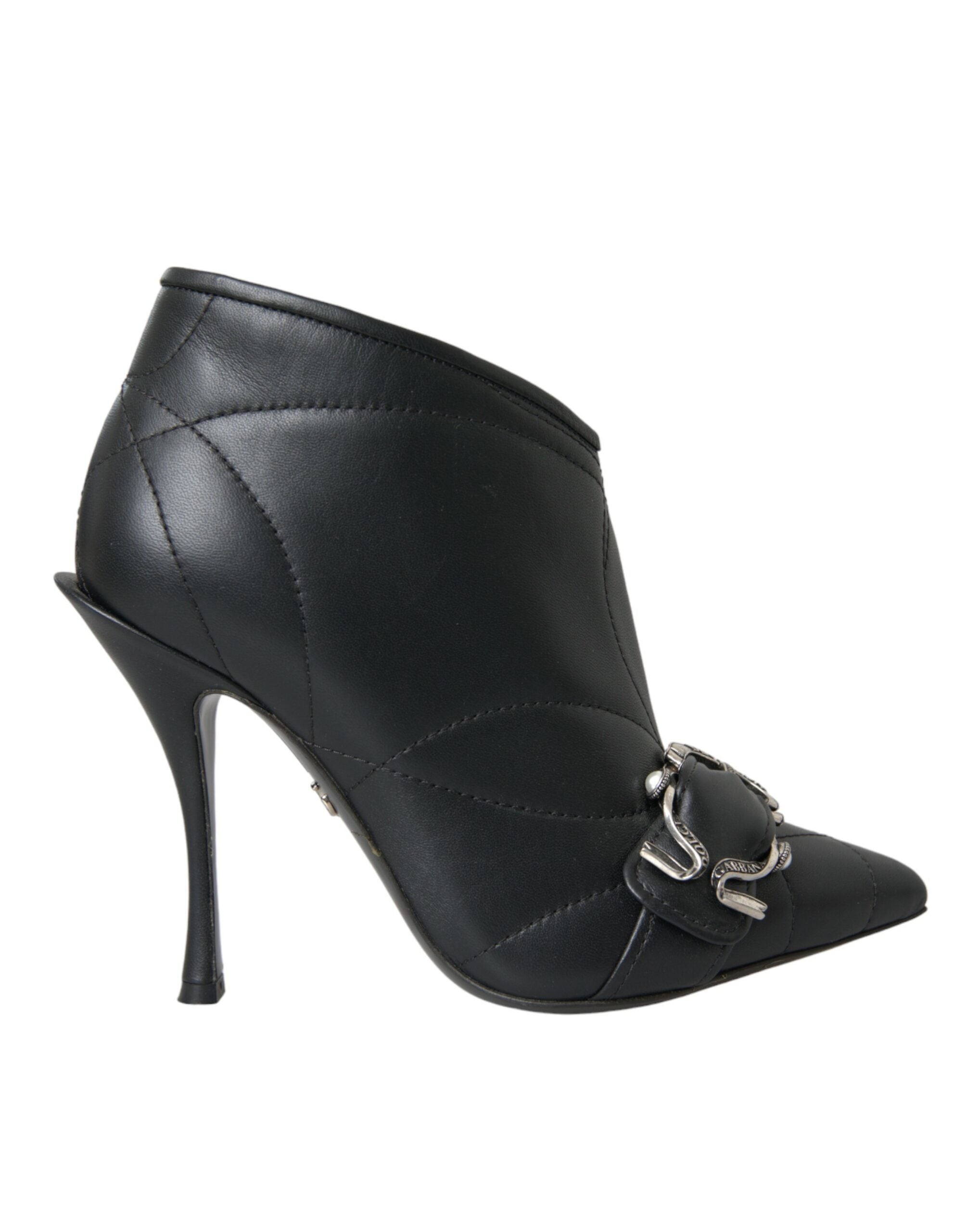 Dolce & Gabbana Black Devotion Quilted Boots with Buckle Shoes-1