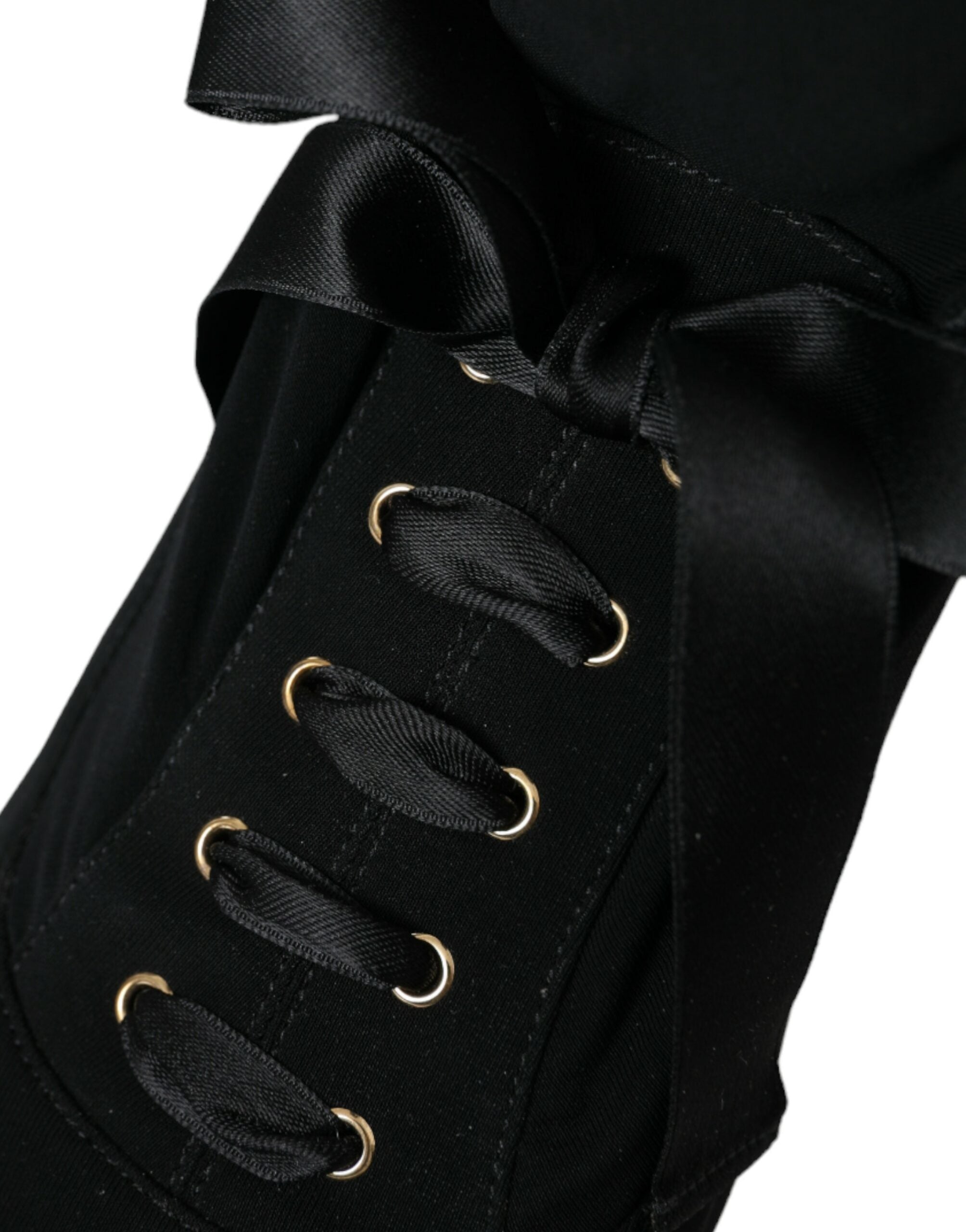 Dolce & Gabbana Black Stiletto Heels Mid Calf Boots Shoes-6