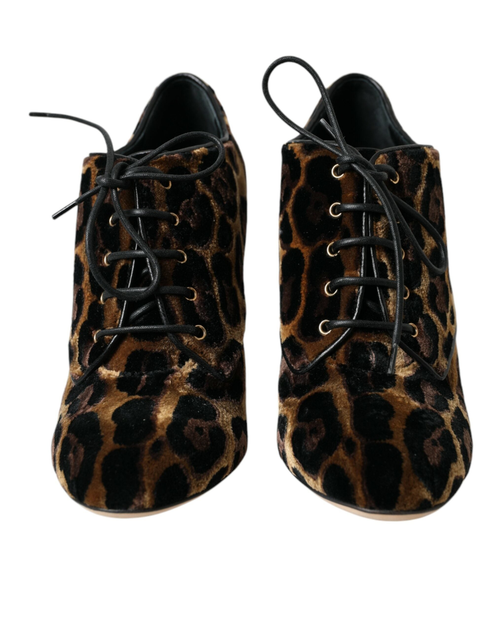 Dolce & Gabbana Brown Leopard Hair Lace-Up Boots Shoes-2