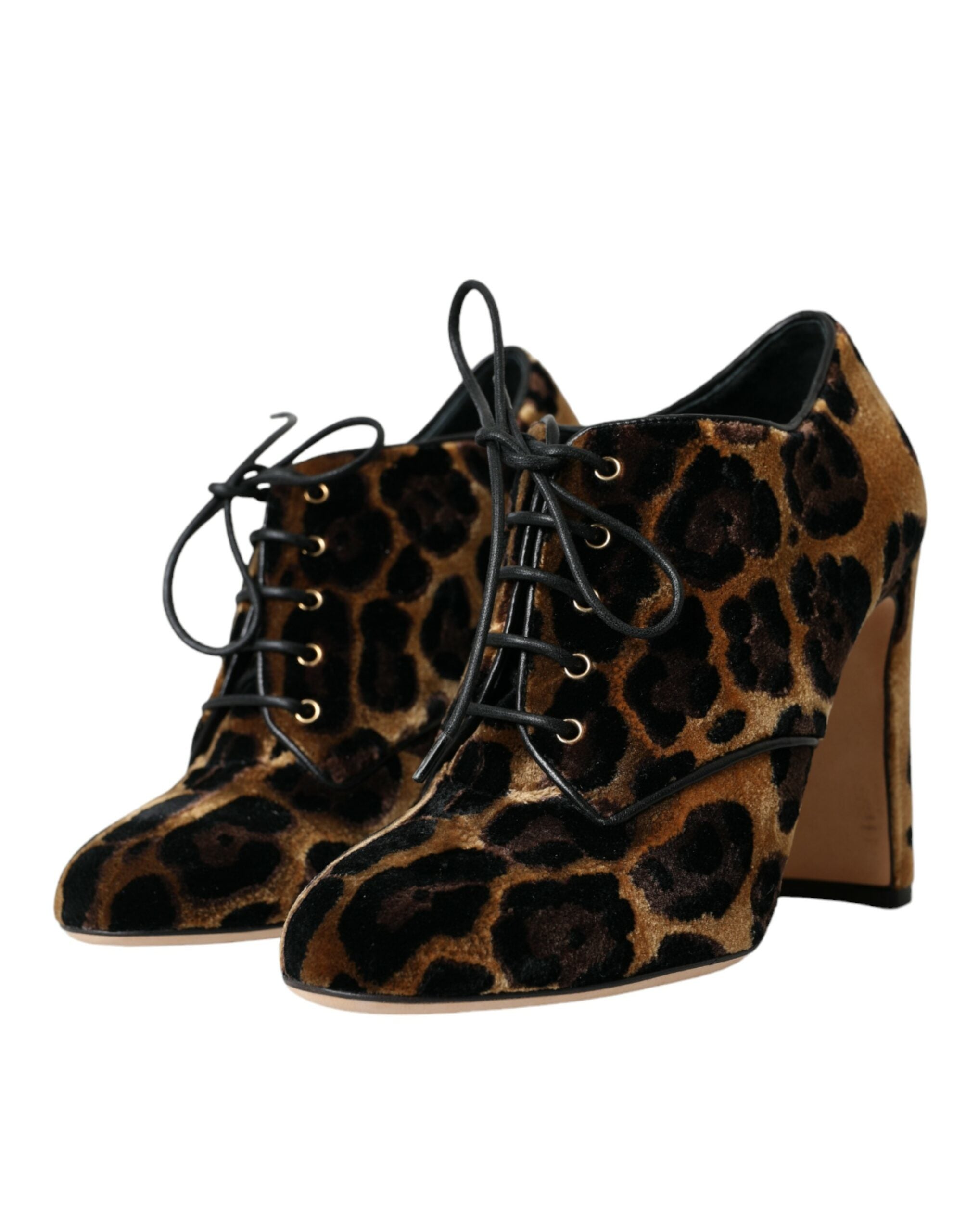 Dolce & Gabbana Brown Leopard Hair Lace-Up Boots Shoes-3