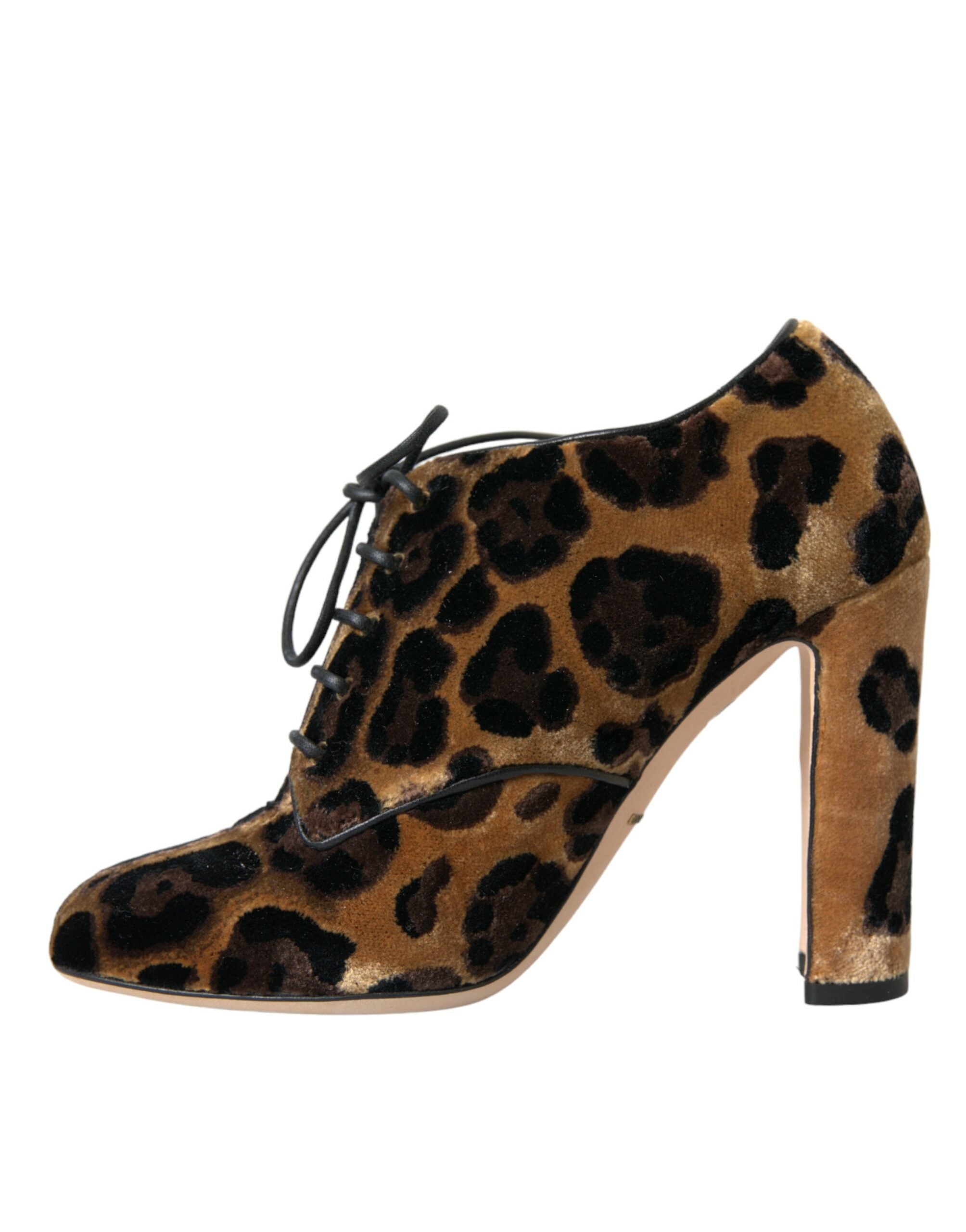 Dolce & Gabbana Brown Leopard Hair Lace-Up Boots Shoes-5