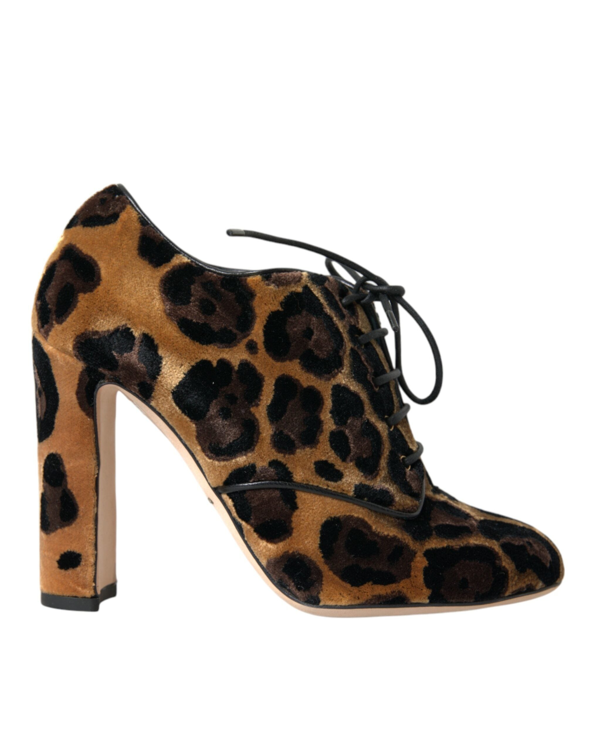 Dolce & Gabbana Brown Leopard Hair Lace-Up Boots Shoes-1